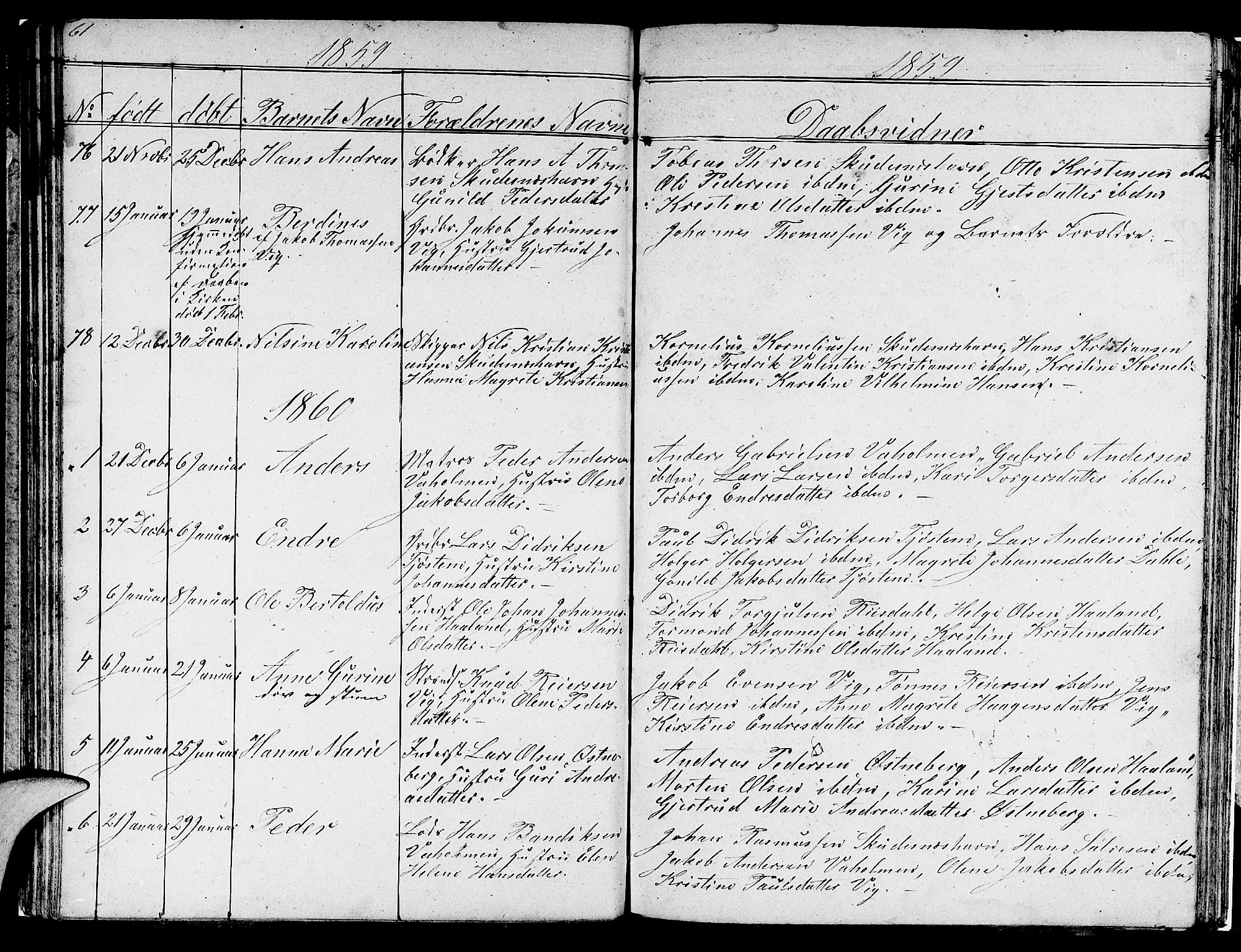 Skudenes sokneprestkontor, SAST/A -101849/H/Ha/Hab/L0001: Parish register (copy) no. B 1, 1848-1864, p. 61