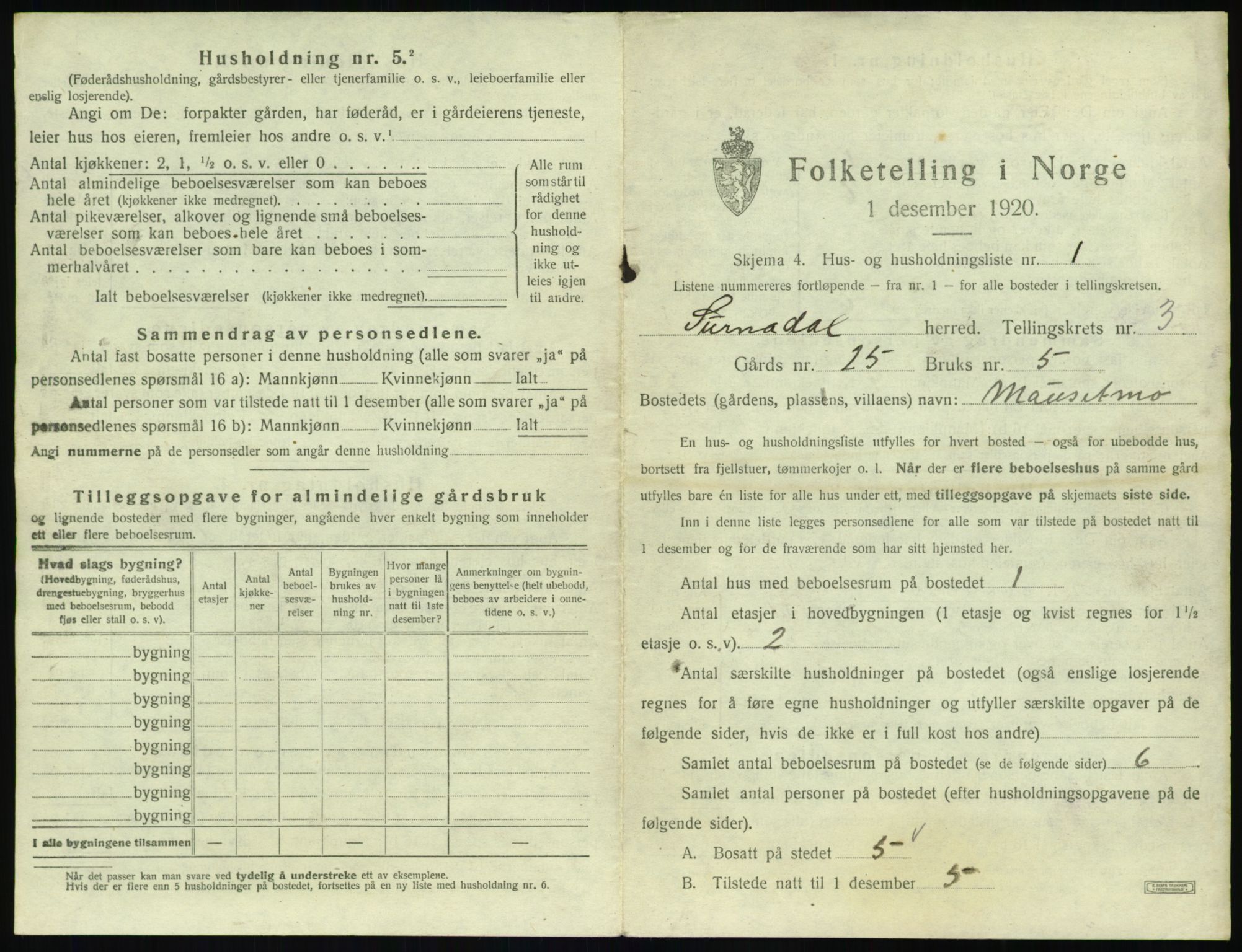 SAT, 1920 census for Surnadal, 1920, p. 297