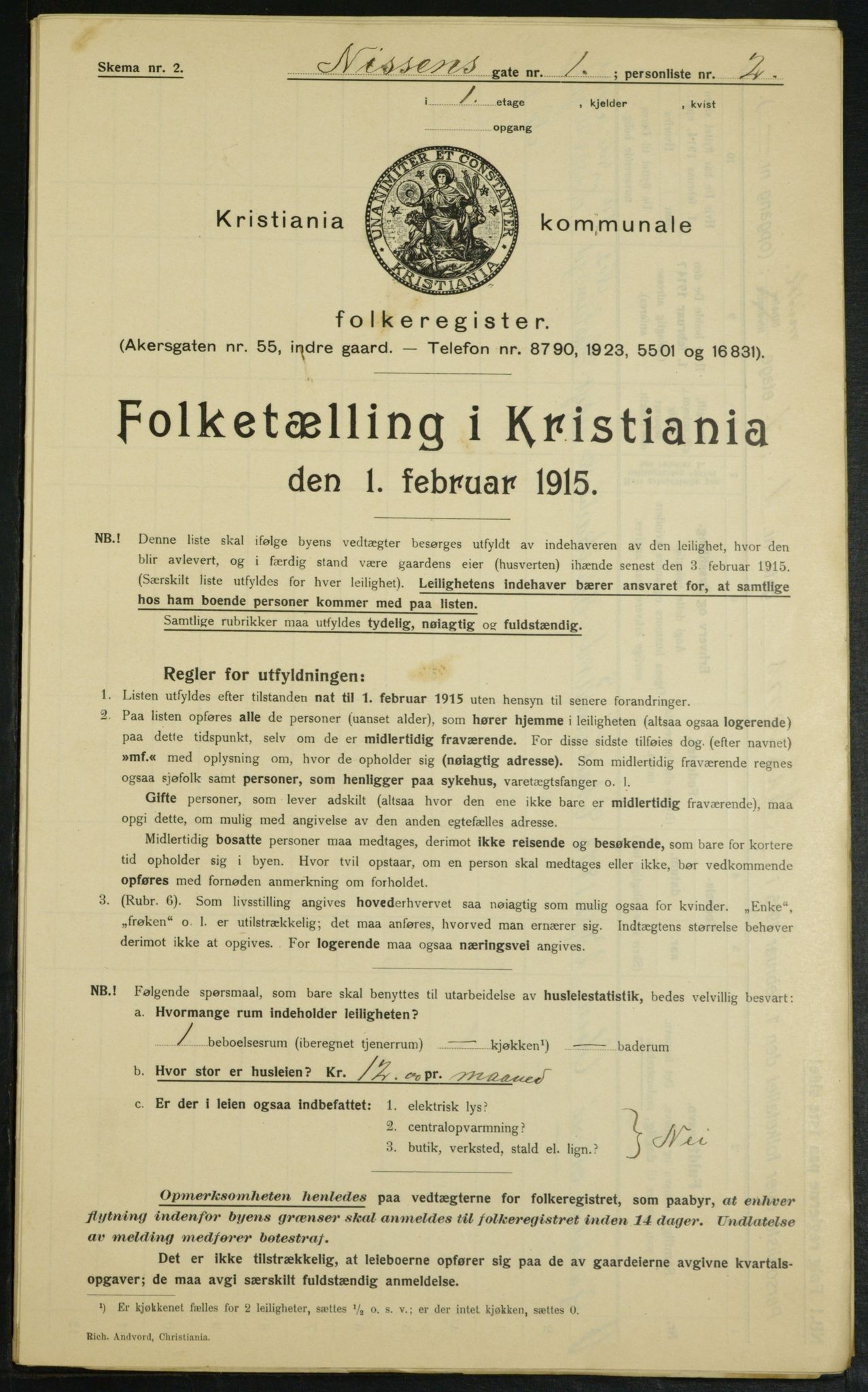 OBA, Municipal Census 1915 for Kristiania, 1915, p. 70582