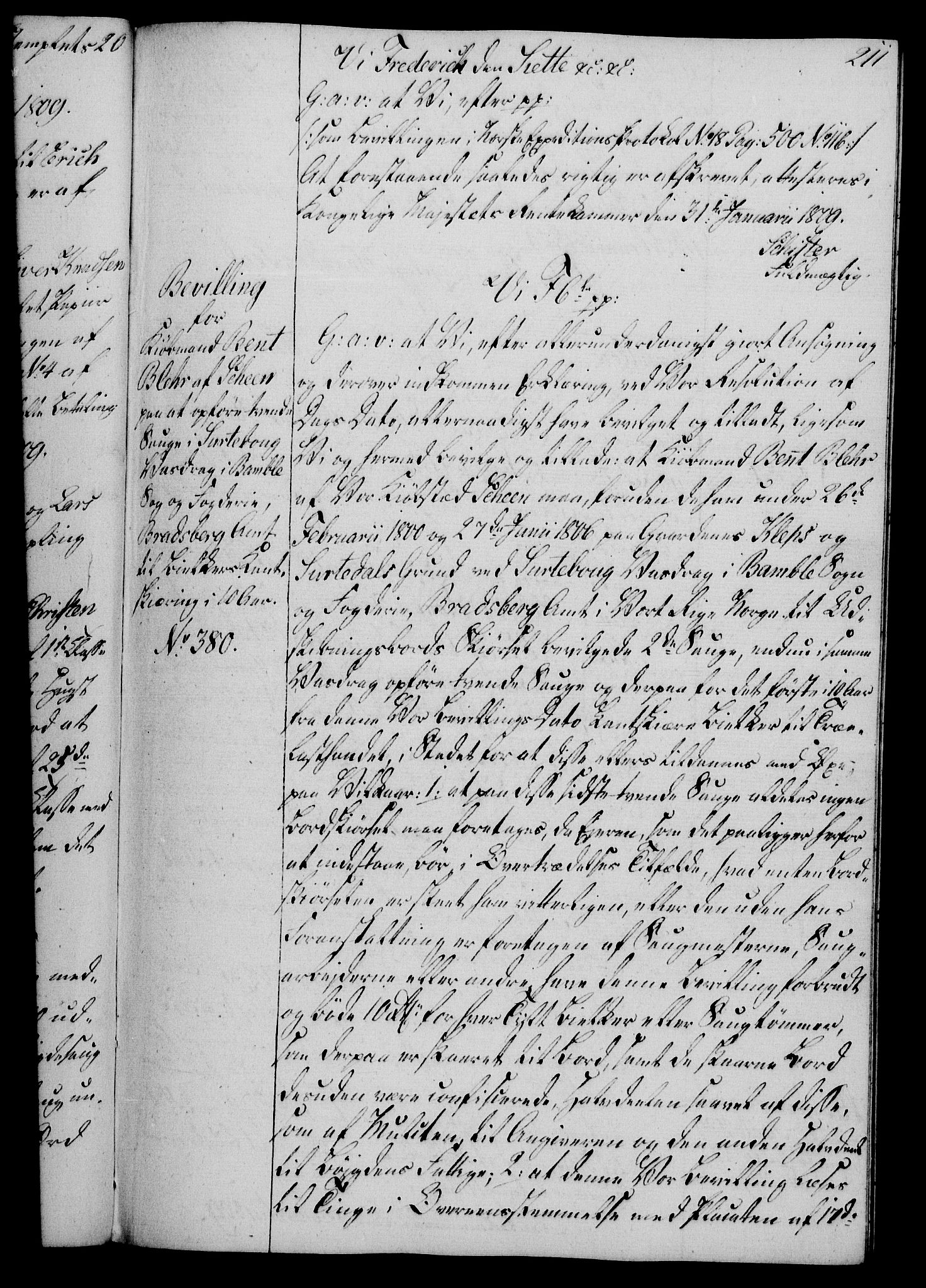 Rentekammeret, Kammerkanselliet, RA/EA-3111/G/Gg/Gga/L0019: Norsk ekspedisjonsprotokoll med register (merket RK 53.19), 1807-1810, p. 211