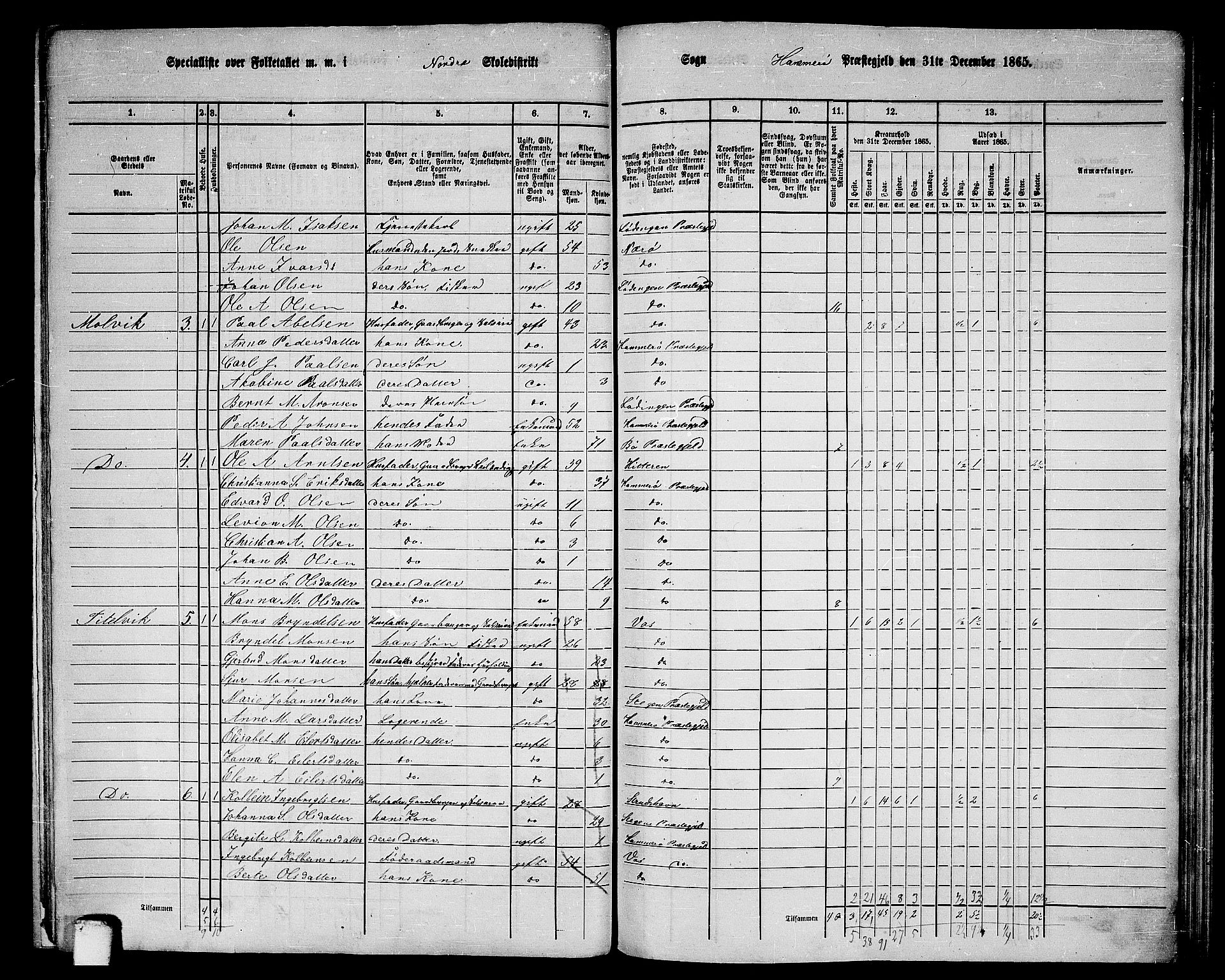 RA, 1865 census for Hamarøy, 1865, p. 7
