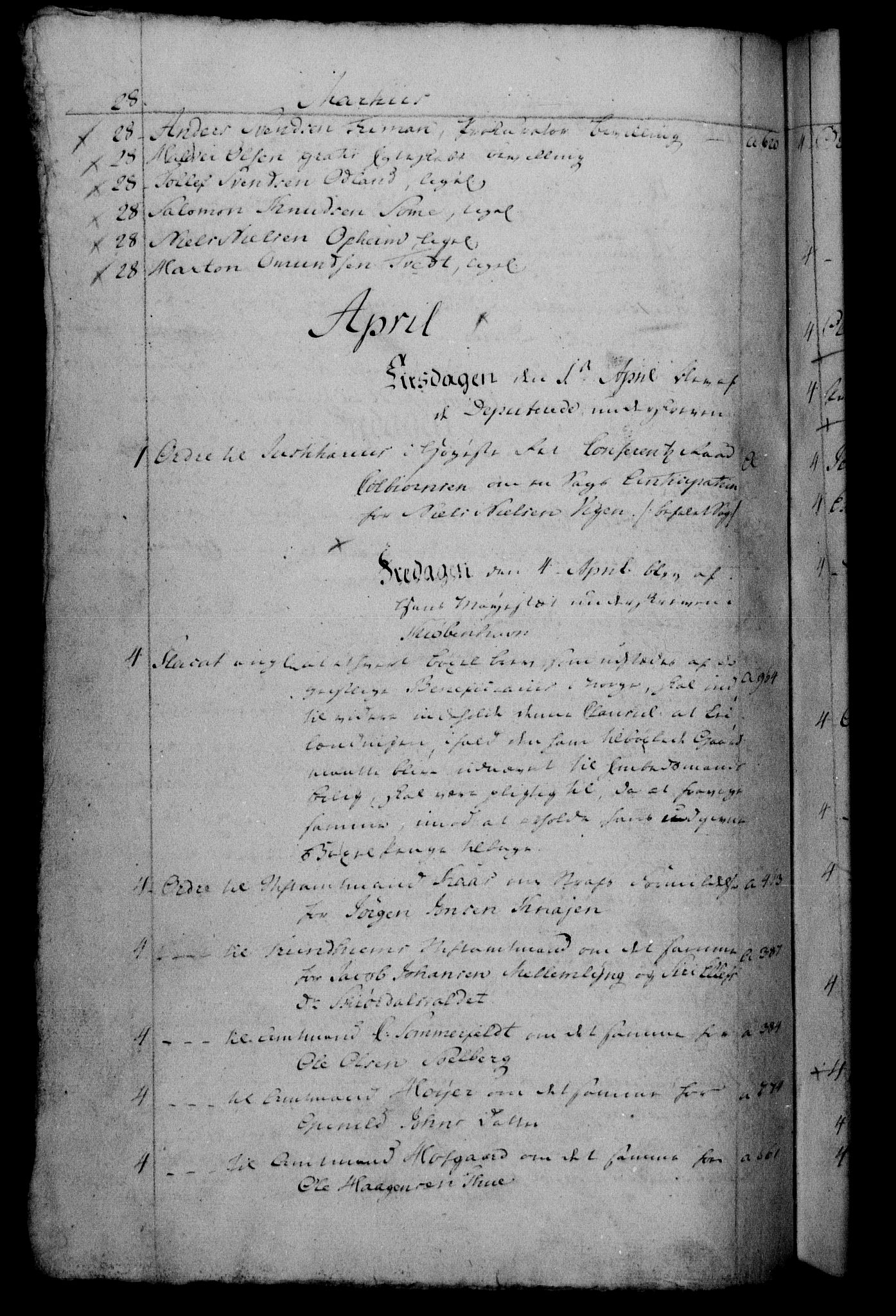 Danske Kanselli 1800-1814, RA/EA-3024/H/Hf/Hfb/Hfbc/L0001: Underskrivelsesbok m. register, 1800, p. 28