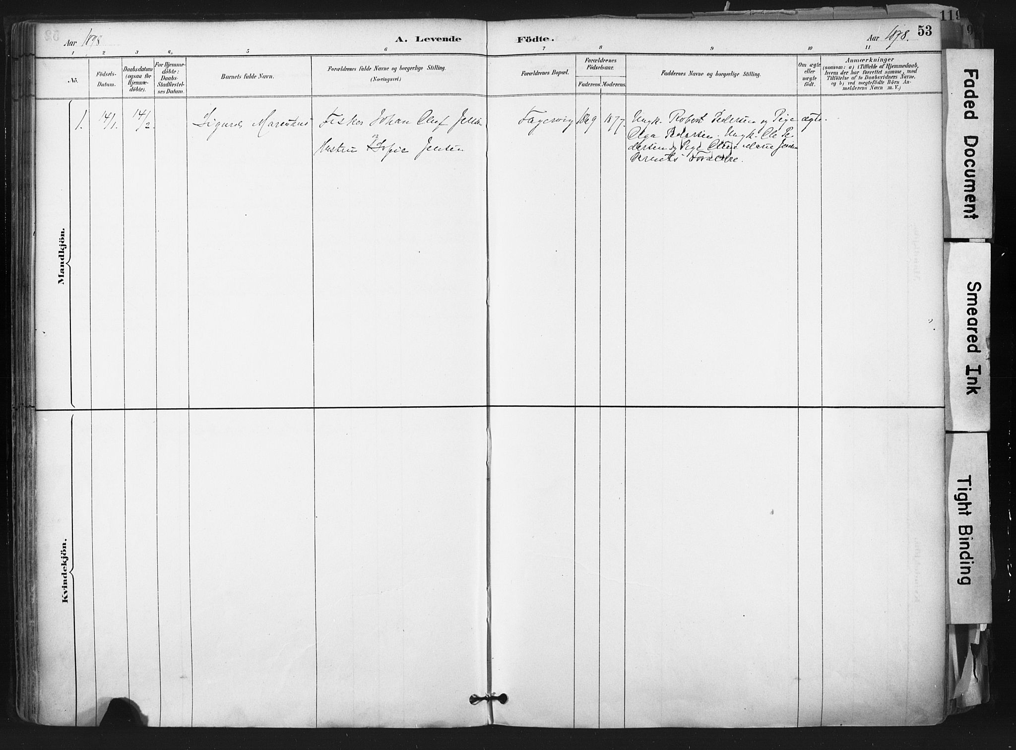 Hammerfest sokneprestkontor, SATØ/S-1347: Parish register (official) no. 11 /1, 1885-1897, p. 53