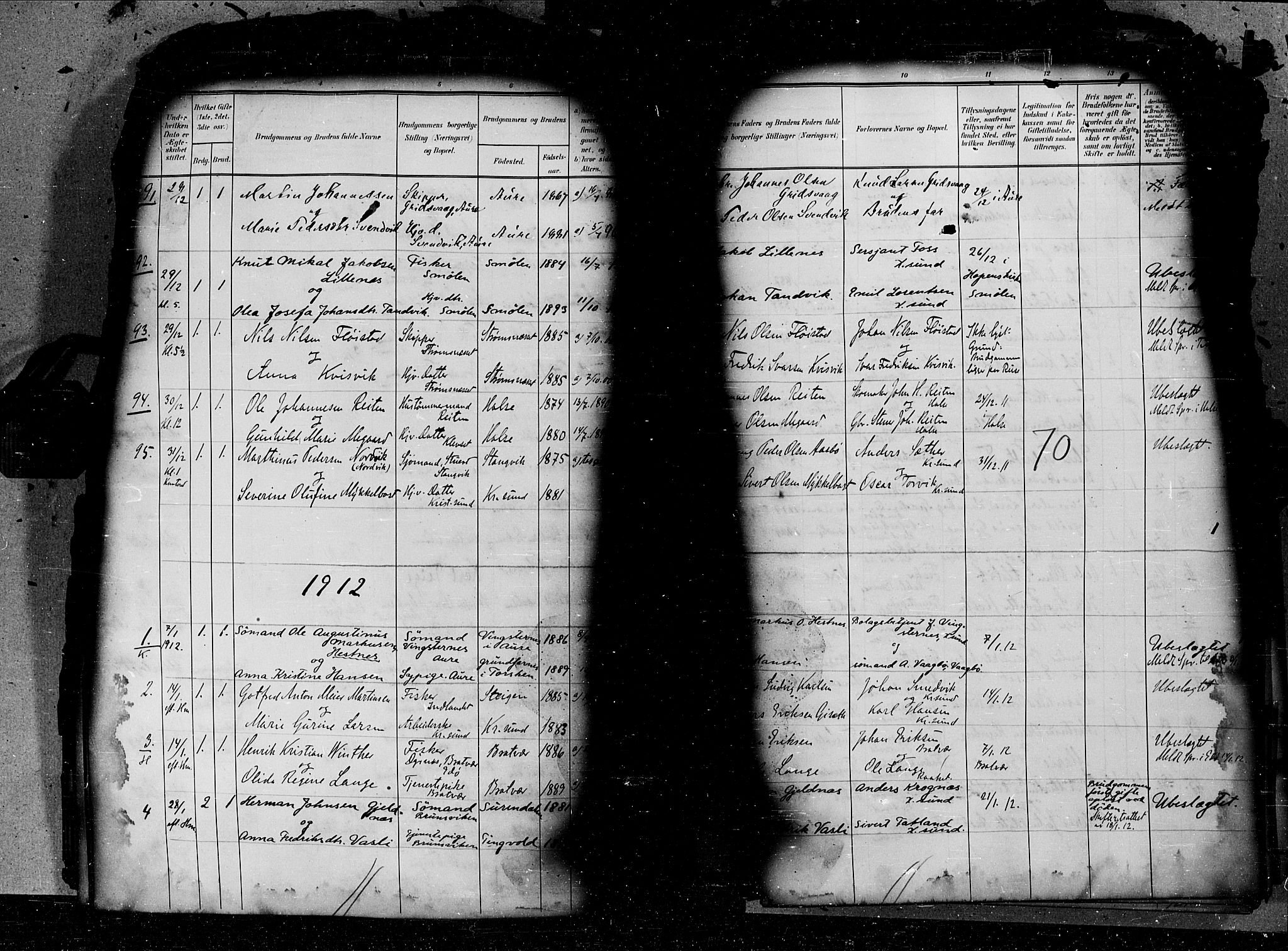 Kristiansund sokneprestkontor, AV/SAT-A-1068/1/I/I1: Parish register (official) no. 6d, 1905-1917, p. 70
