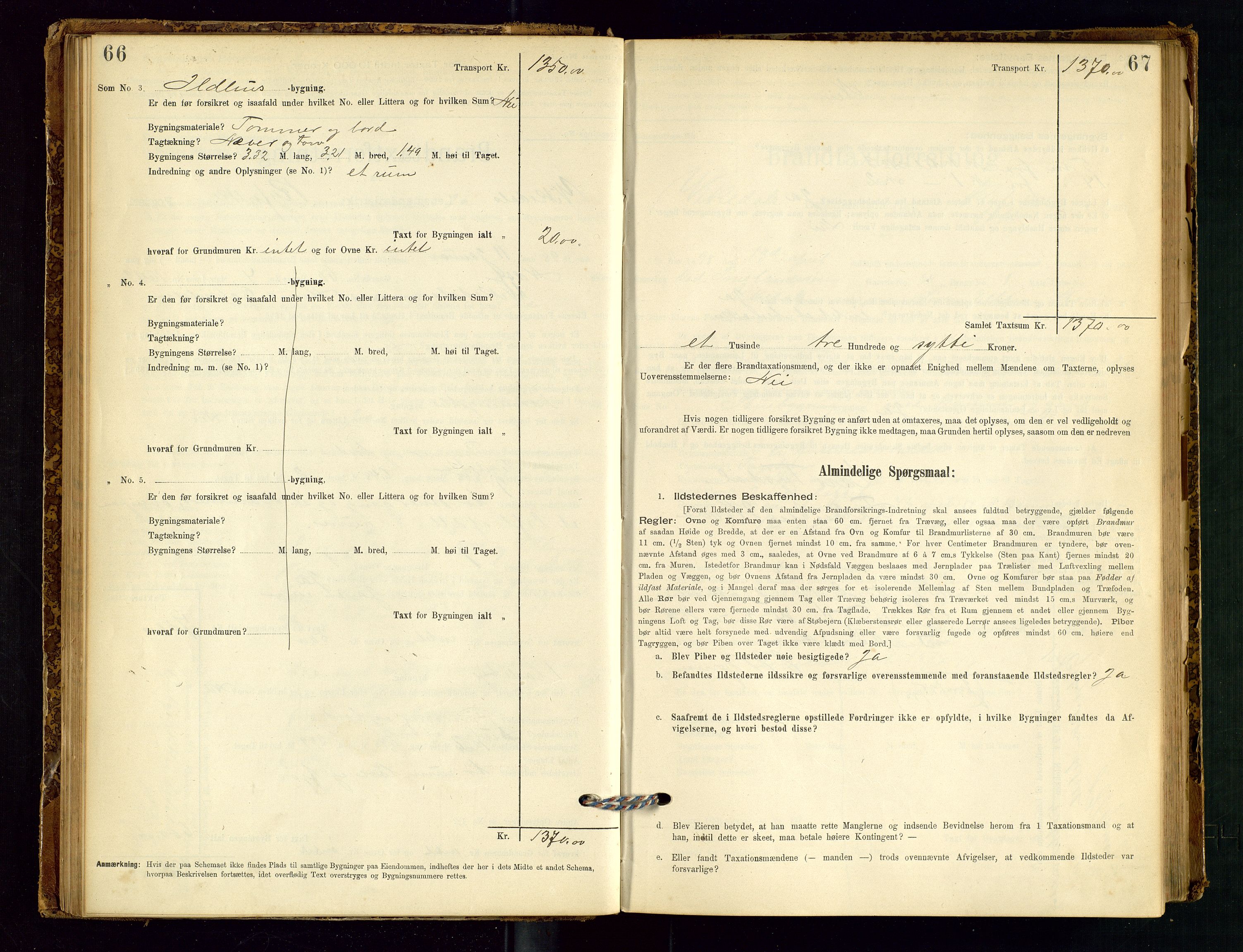 Vikedal lensmannskontor, SAST/A-100179/Gob/L0004: Branntakstprotokoll, 1894-1952, p. 66-67