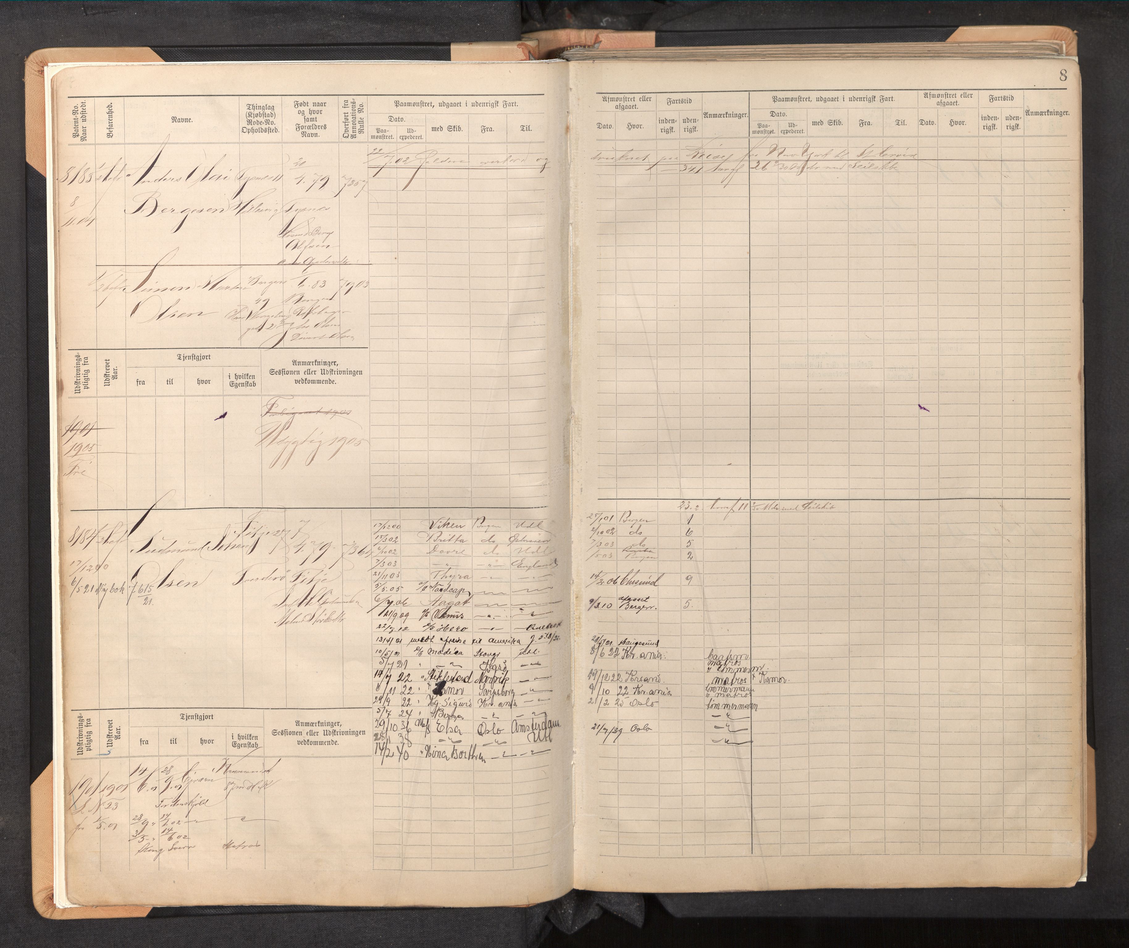 Innrulleringssjefen i Bergen, AV/SAB-A-100050/F/Fc/L0013: Sjøfartshovedrulle, nr. 8169 - 8766, 1900-1910, p. 8