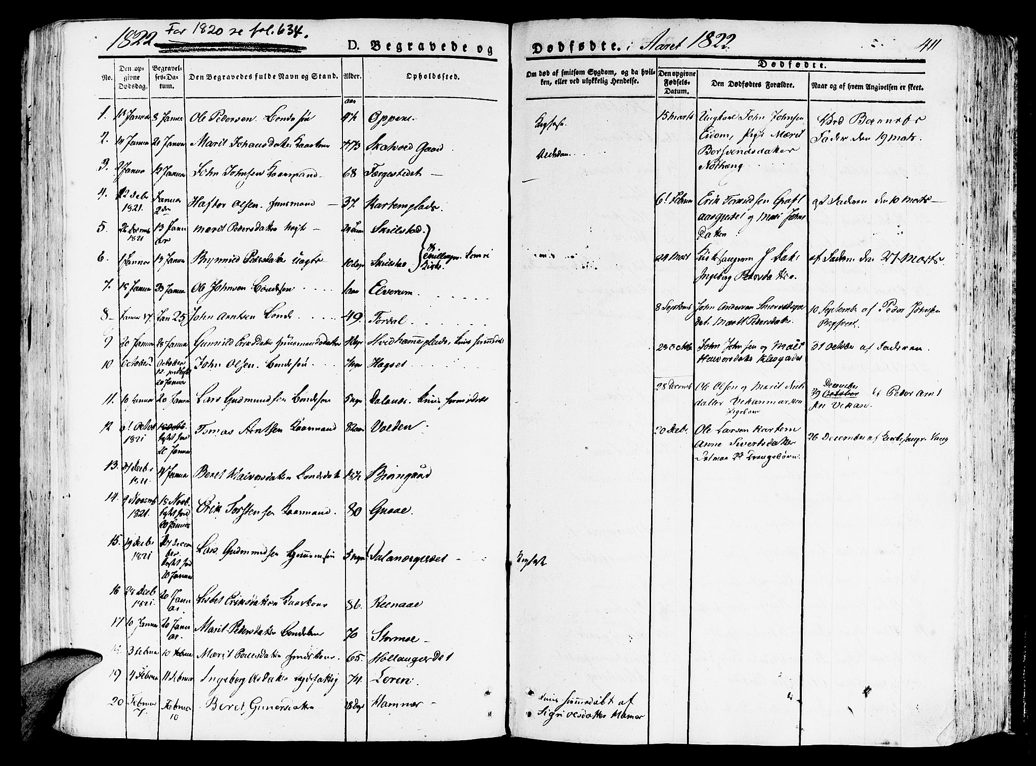 Ministerialprotokoller, klokkerbøker og fødselsregistre - Nord-Trøndelag, SAT/A-1458/709/L0070: Parish register (official) no. 709A10, 1820-1832, p. 411