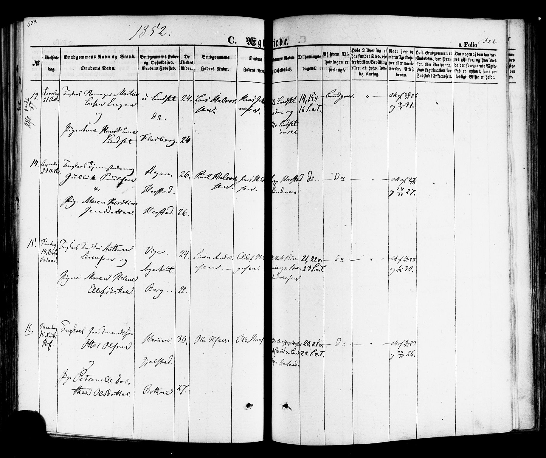 Hof kirkebøker, AV/SAKO-A-64/F/Fa/L0006: Parish register (official) no. I 6, 1851-1877, p. 322