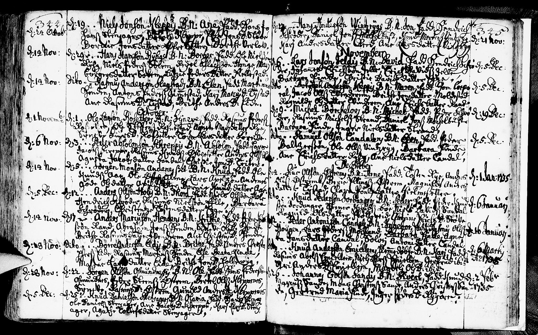 Gloppen sokneprestembete, AV/SAB-A-80101/H/Haa/Haaa/L0002: Parish register (official) no. A 2, 1712-1735, p. 344-345