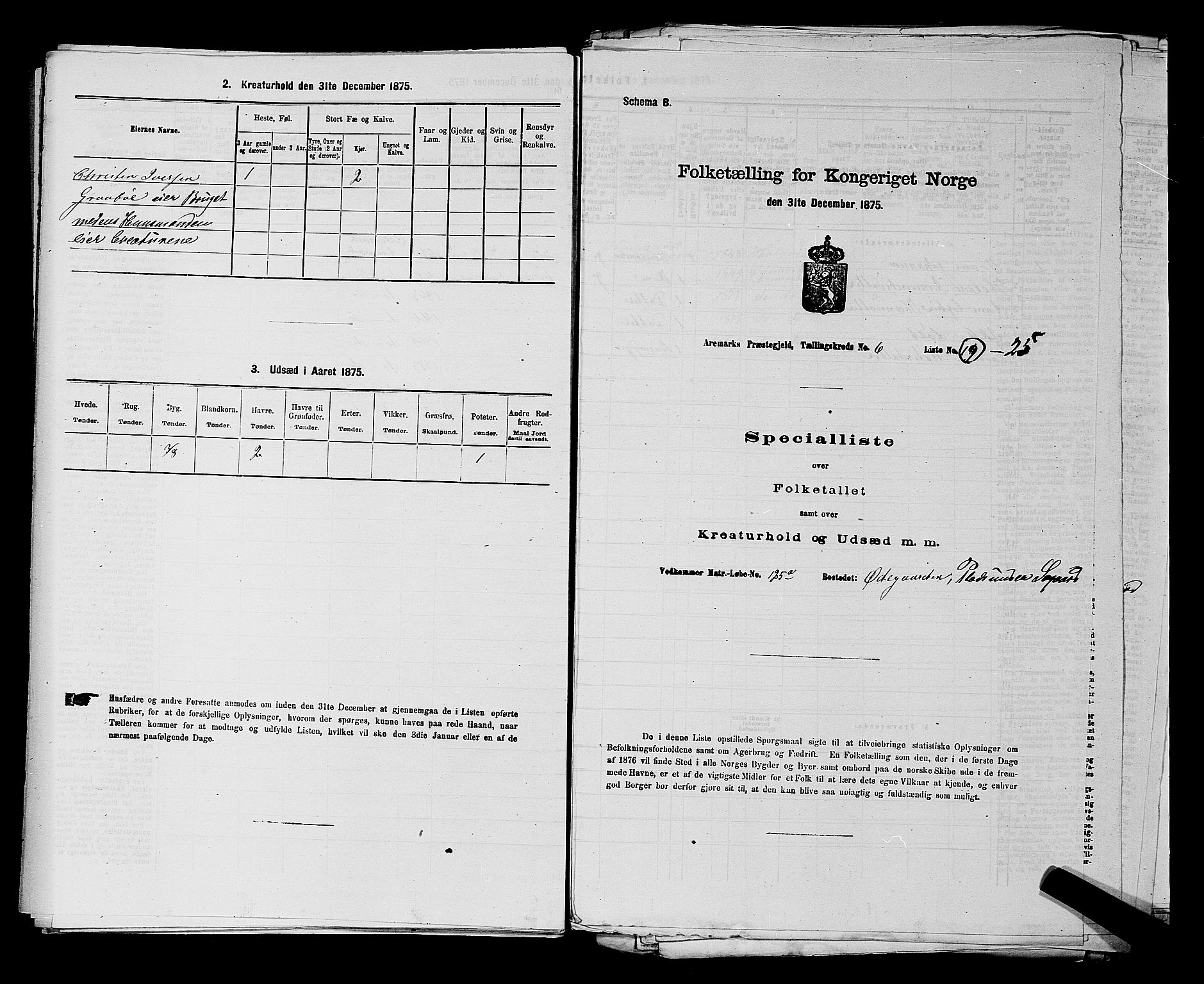 RA, 1875 census for 0118P Aremark, 1875, p. 866