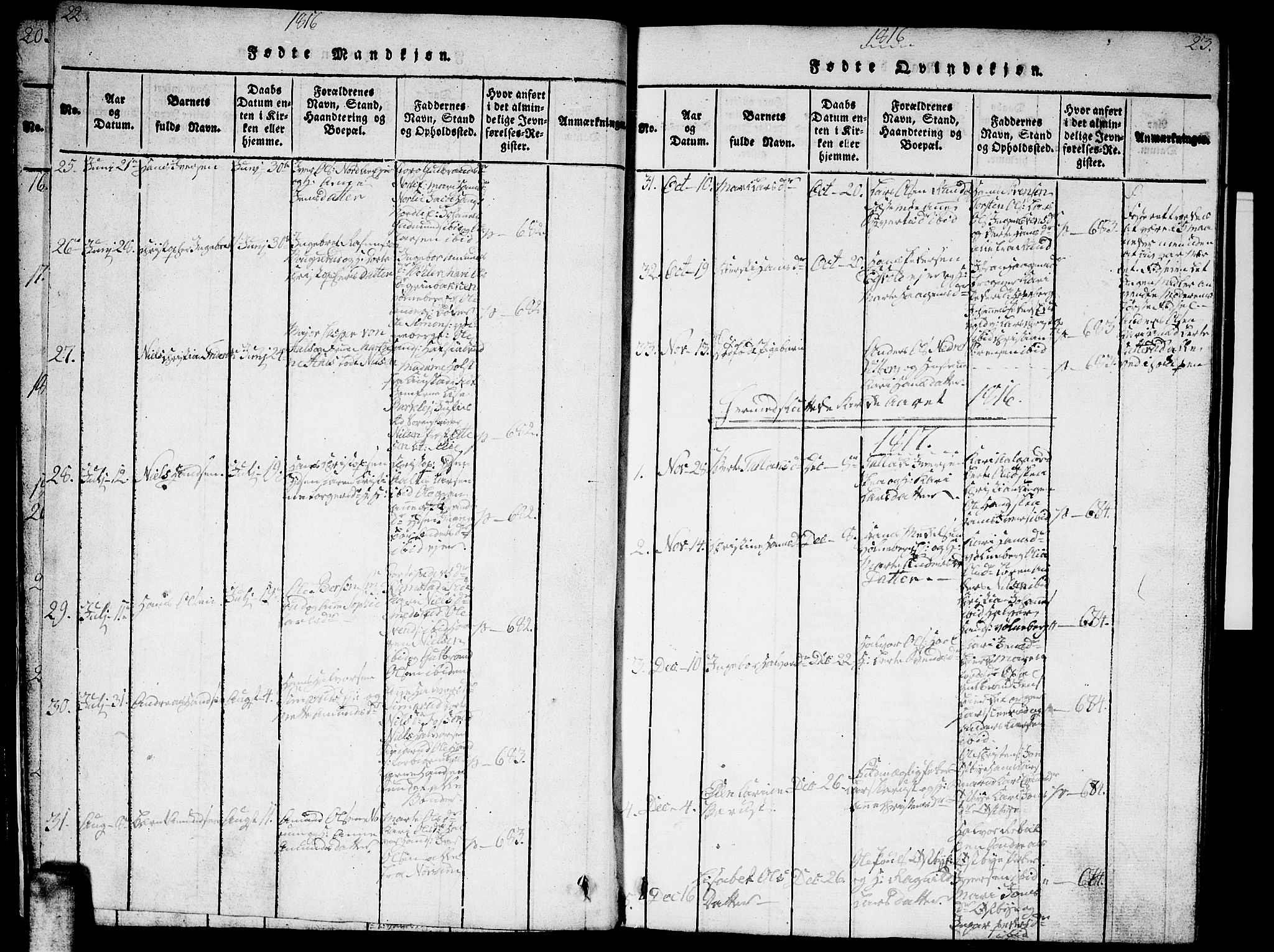 Sørum prestekontor Kirkebøker, SAO/A-10303/G/Ga/L0001: Parish register (copy) no. I 1, 1814-1829, p. 22-23