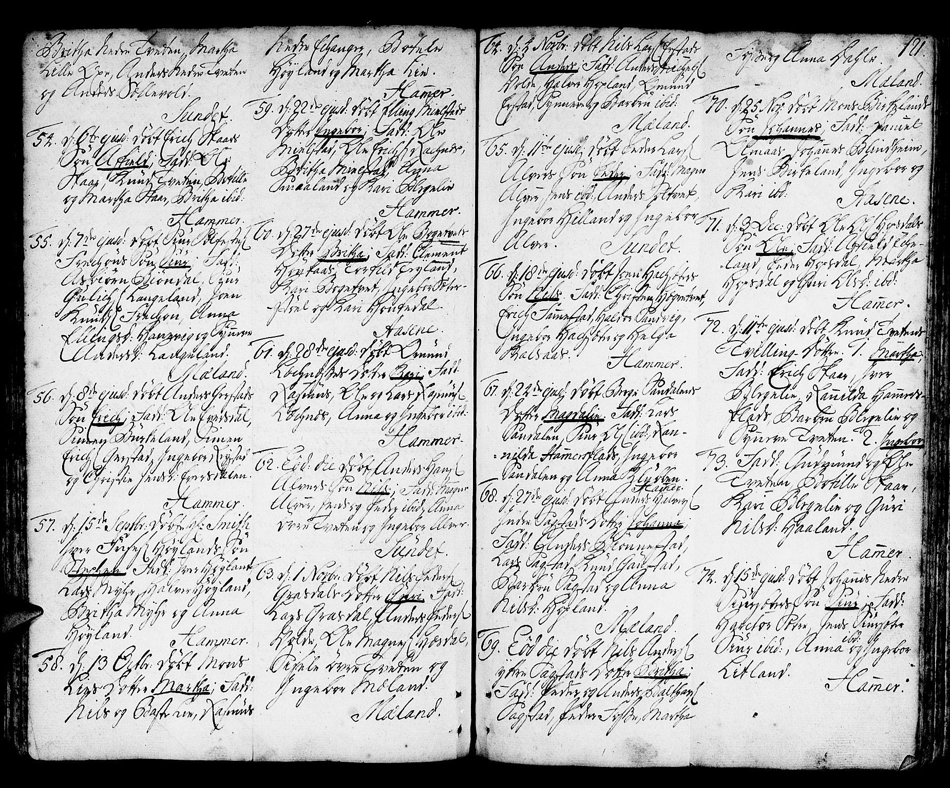 Hamre sokneprestembete, AV/SAB-A-75501/H/Ha/Haa/Haaa/L0007: Parish register (official) no. A 7, 1762-1777, p. 121