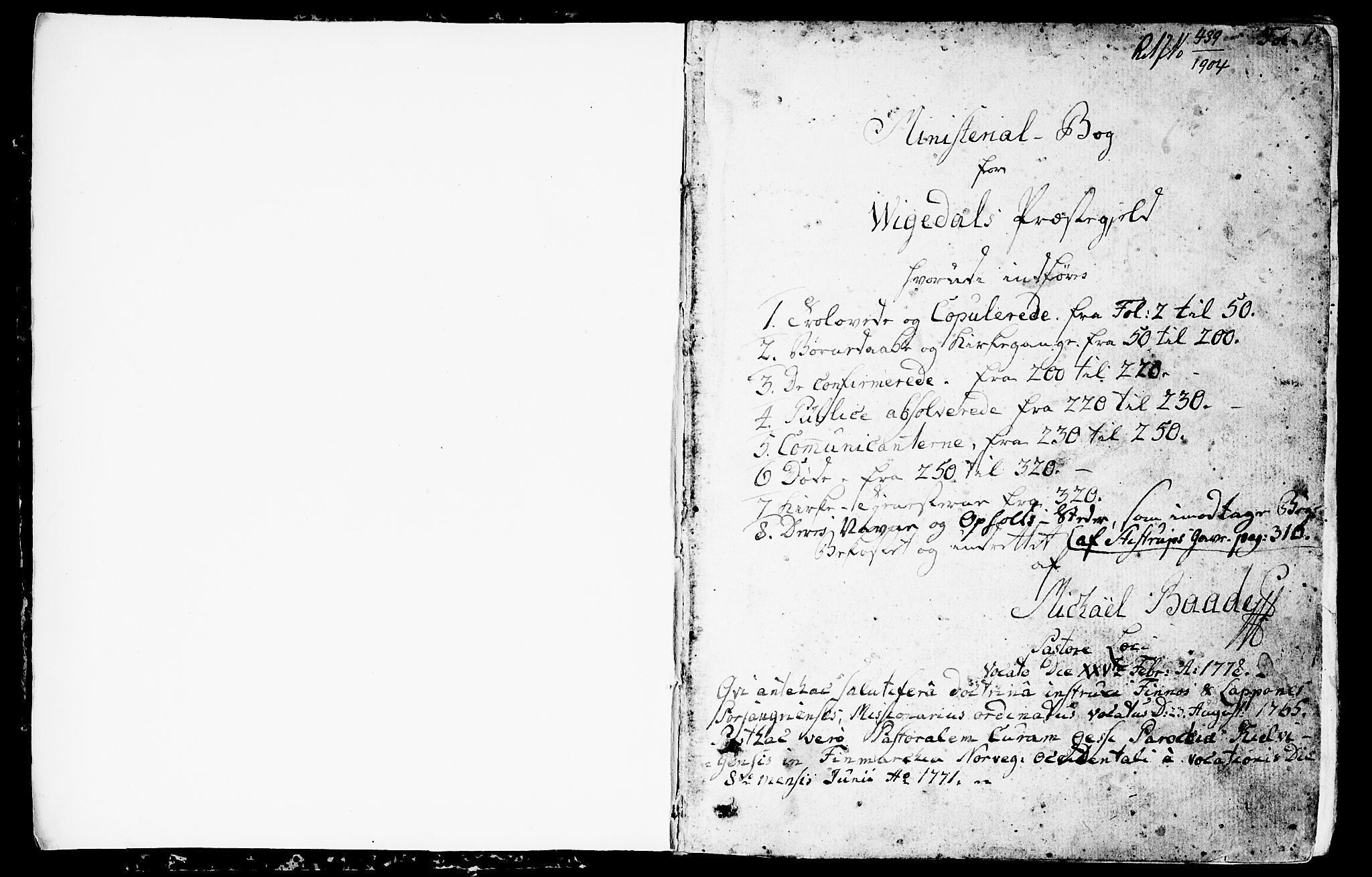 Vikedal sokneprestkontor, AV/SAST-A-101840/01/IV: Parish register (official) no. A 2, 1779-1817, p. 1