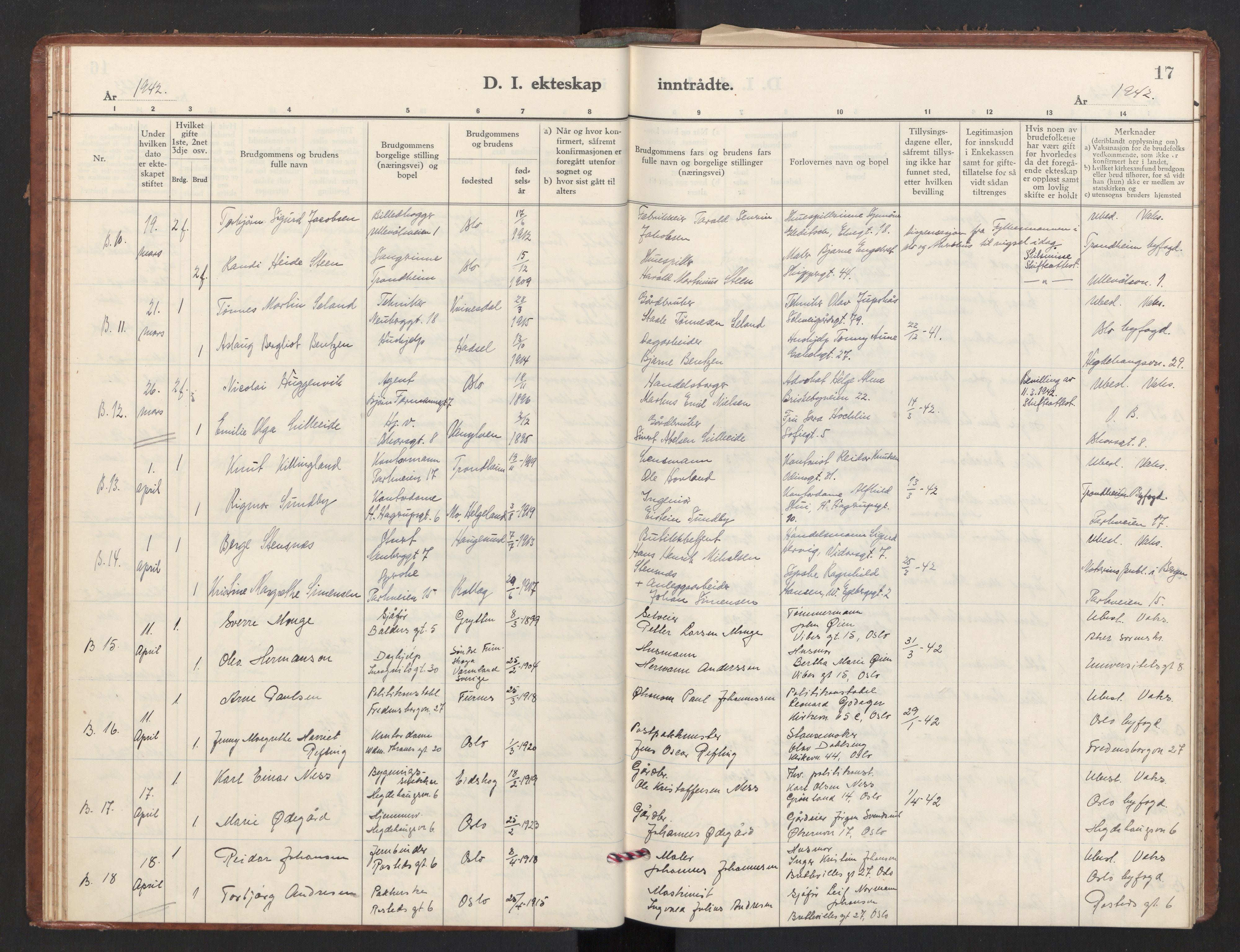 Trefoldighet prestekontor Kirkebøker, SAO/A-10882/F/Fg/L0003: Parish register (official) no. VII 3, 1940-1948, p. 17