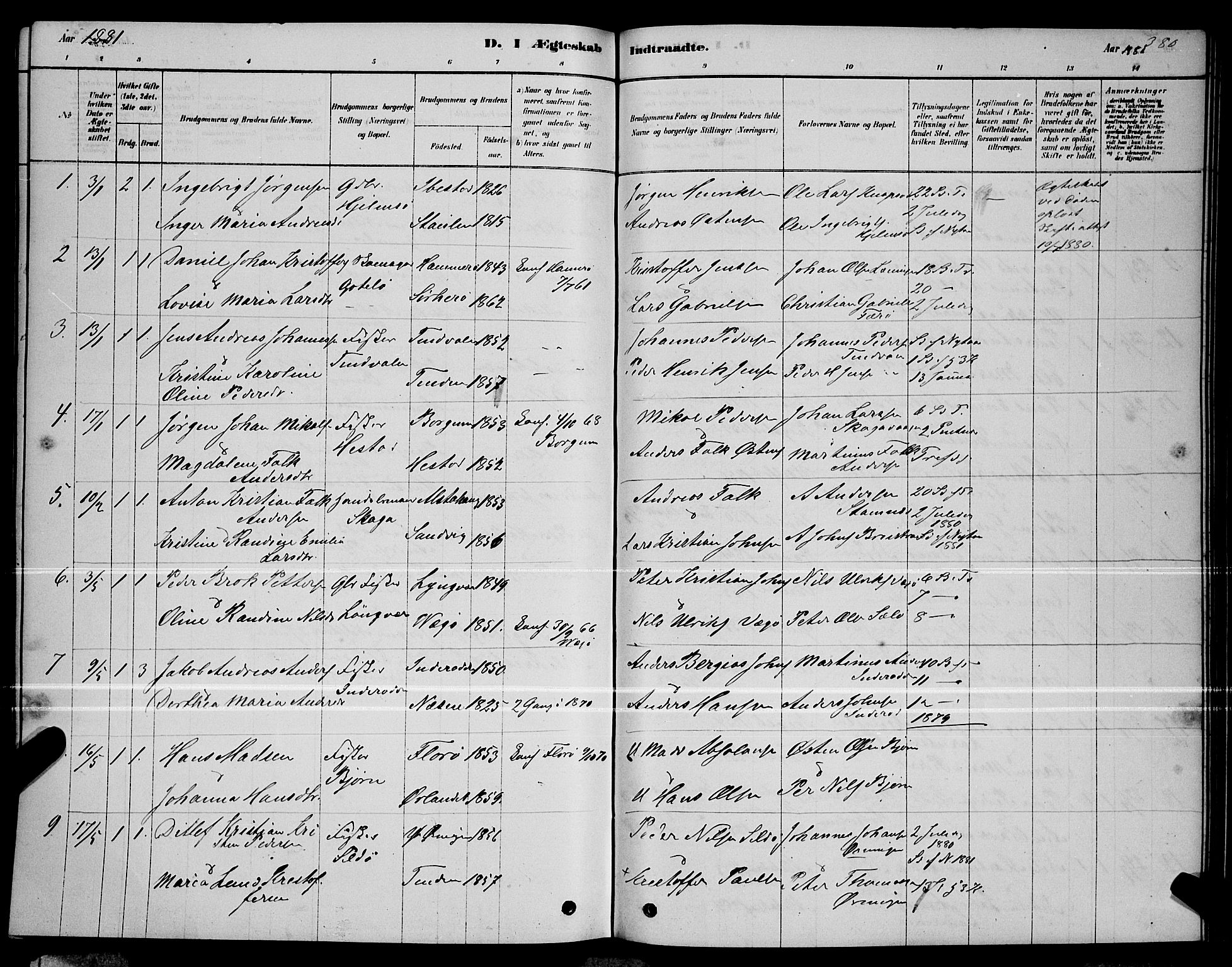 Ministerialprotokoller, klokkerbøker og fødselsregistre - Nordland, AV/SAT-A-1459/834/L0513: Parish register (copy) no. 834C04, 1877-1892, p. 380