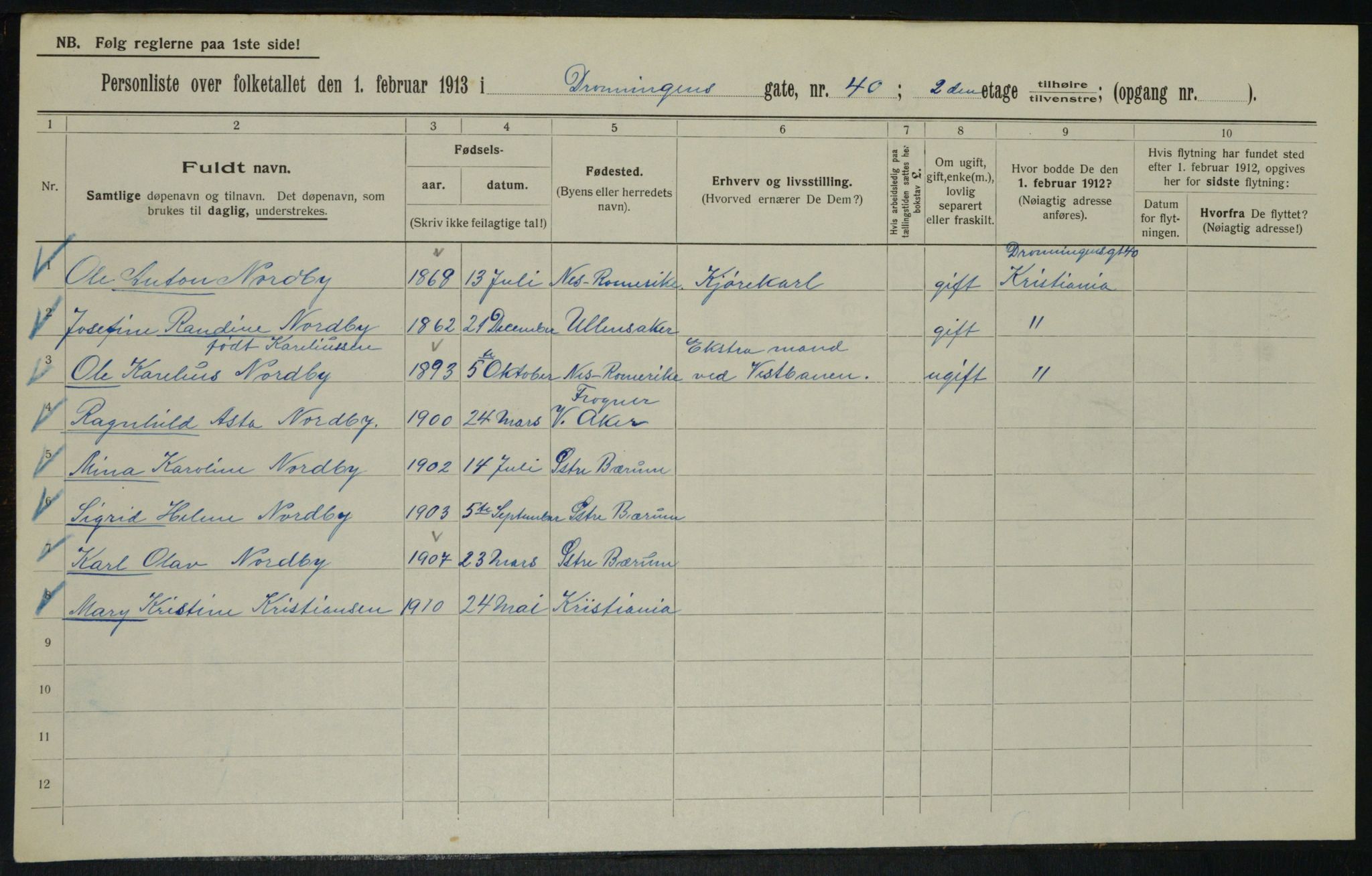 OBA, Municipal Census 1913 for Kristiania, 1913, p. 17482