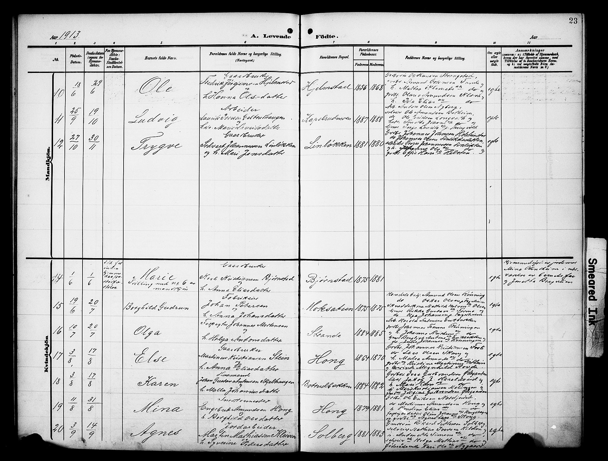 Øyer prestekontor, SAH/PREST-084/H/Ha/Hab/L0006: Parish register (copy) no. 6, 1906-1929, p. 23