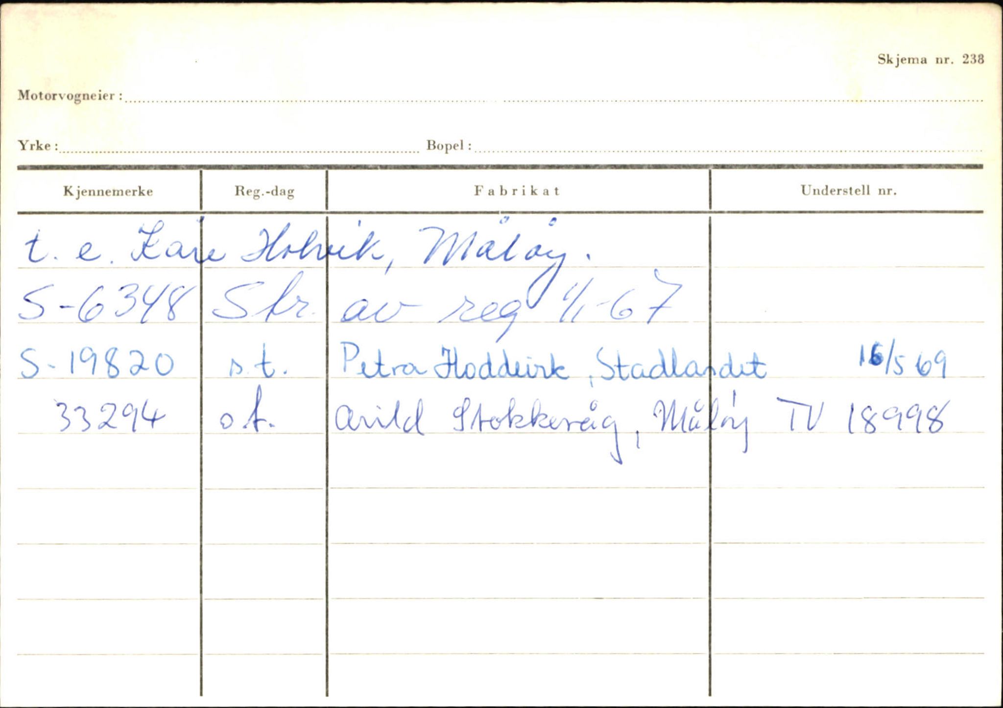 Statens vegvesen, Sogn og Fjordane vegkontor, SAB/A-5301/4/F/L0144: Registerkort Vågsøy A-R, 1945-1975, p. 1428