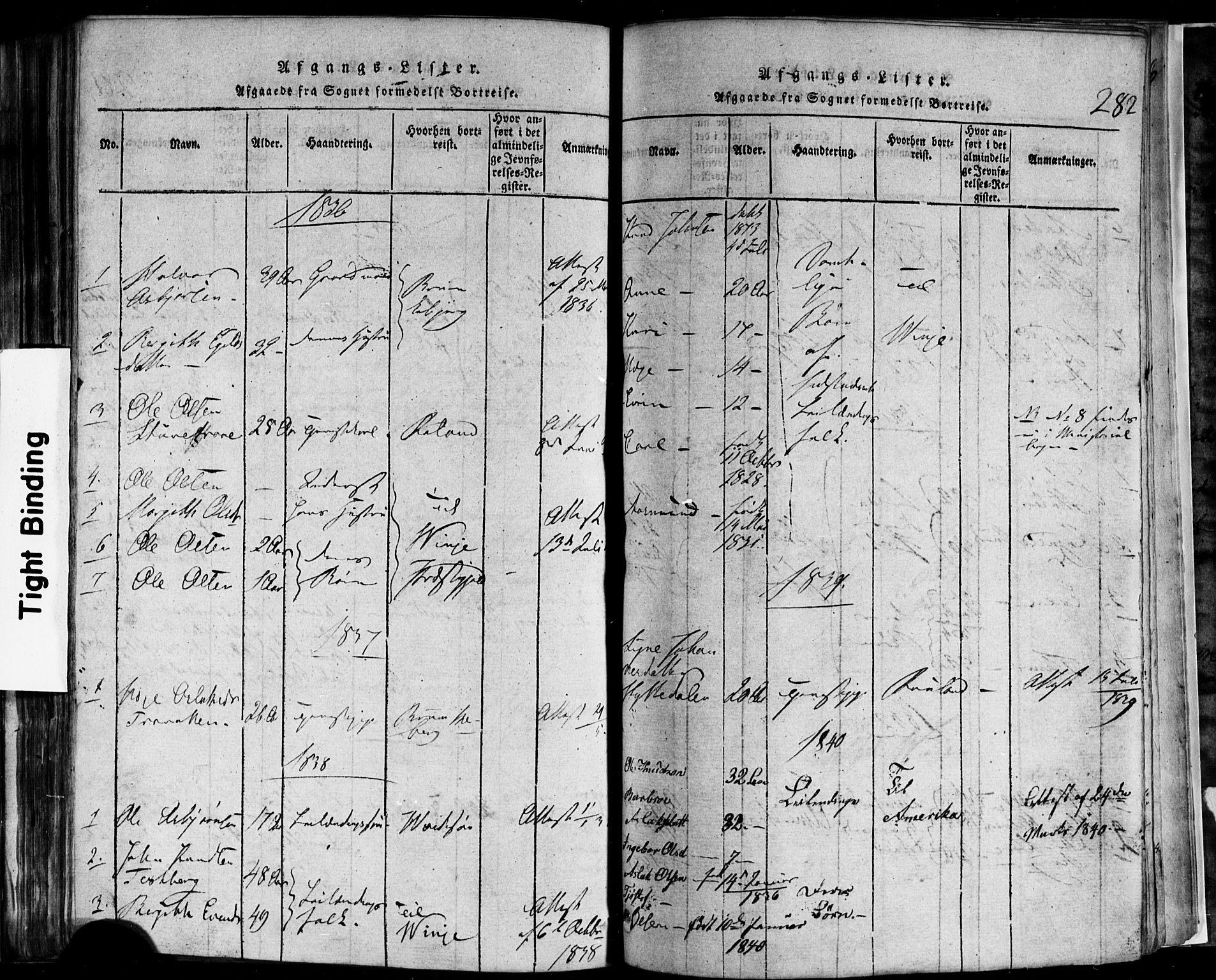 Rauland kirkebøker, SAKO/A-292/F/Fa/L0002: Parish register (official) no. 2, 1815-1860, p. 282