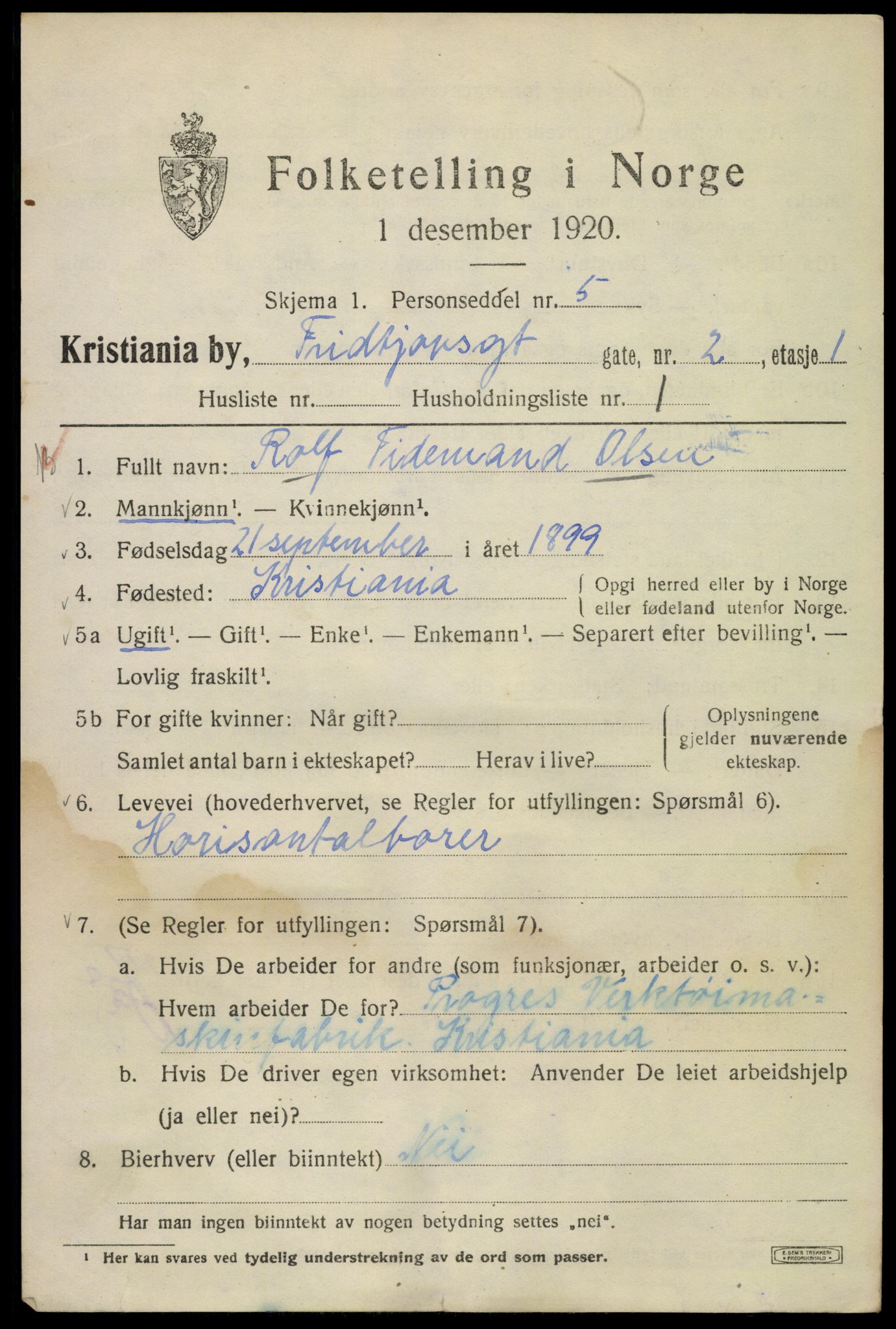 SAO, 1920 census for Kristiania, 1920, p. 238377