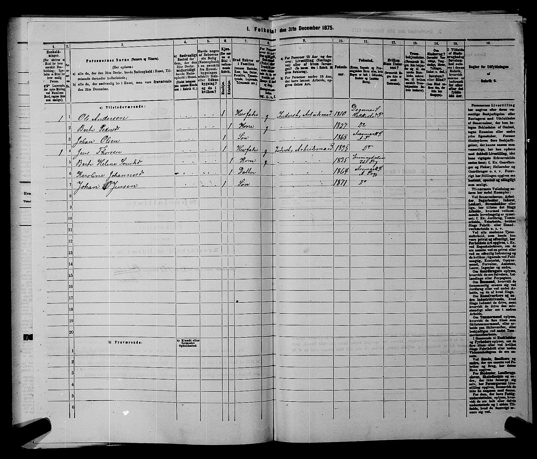 RA, 1875 census for 0118P Aremark, 1875, p. 483