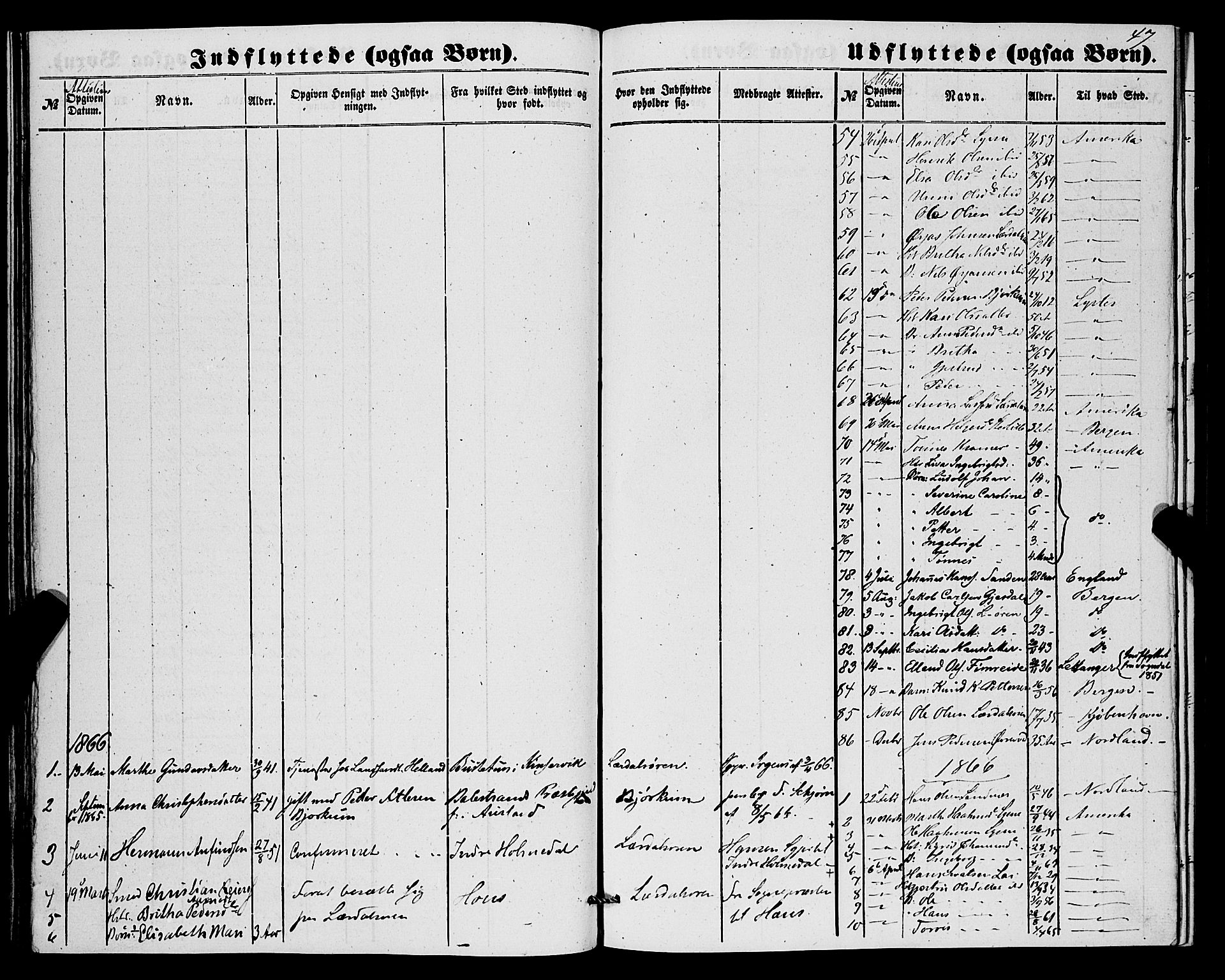Lærdal sokneprestembete, SAB/A-81201: Parish register (official) no. A 17, 1851-1877, p. 47