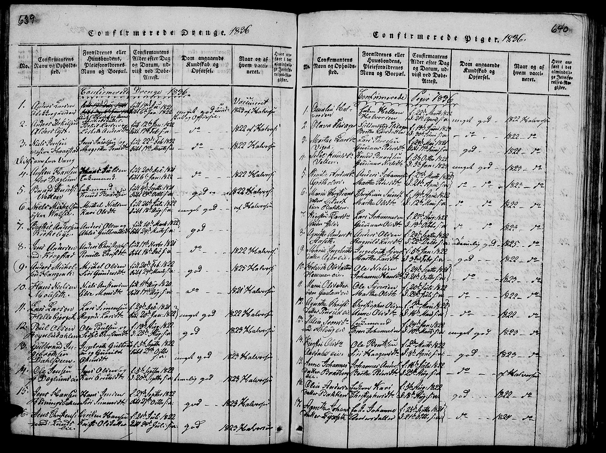 Vang prestekontor, Hedmark, SAH/PREST-008/H/Ha/Hab/L0005: Parish register (copy) no. 5, 1815-1836, p. 639-640