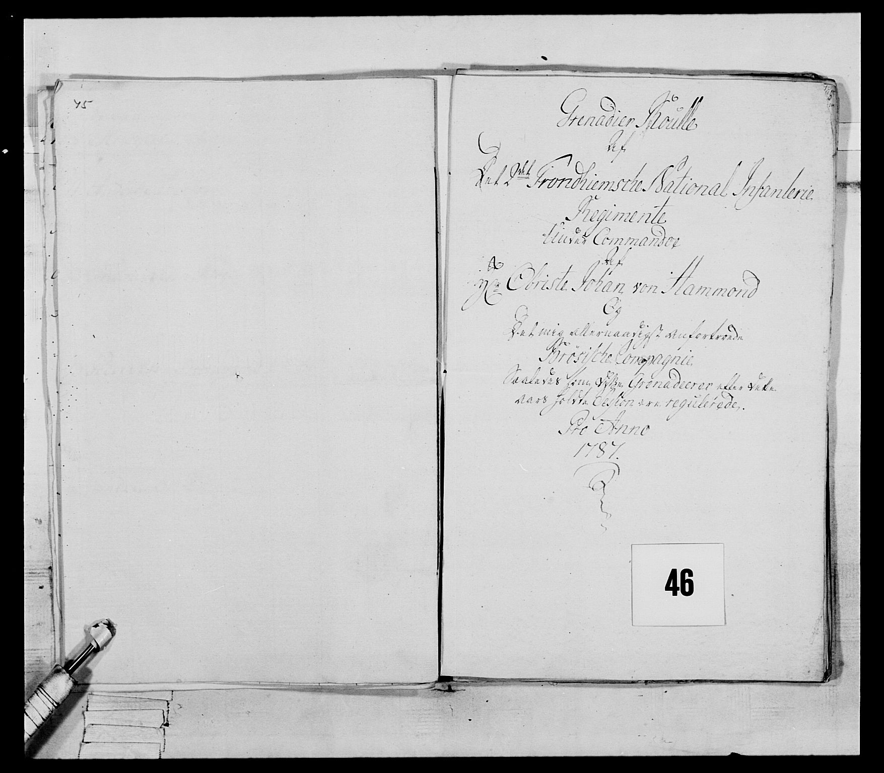 Generalitets- og kommissariatskollegiet, Det kongelige norske kommissariatskollegium, RA/EA-5420/E/Eh/L0079: 2. Trondheimske nasjonale infanteriregiment, 1782-1789, p. 238