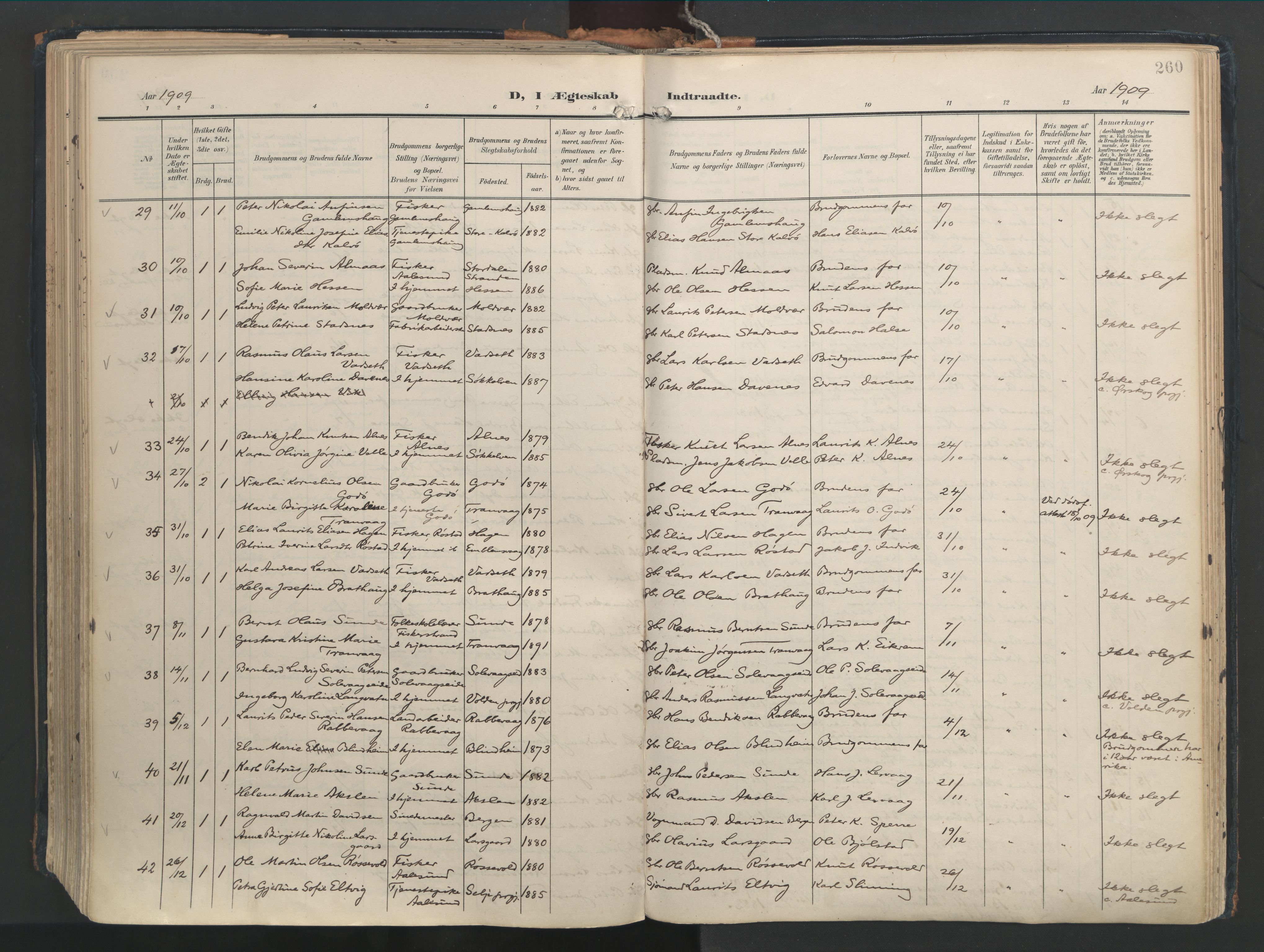 Ministerialprotokoller, klokkerbøker og fødselsregistre - Møre og Romsdal, AV/SAT-A-1454/528/L0411: Parish register (official) no. 528A20, 1907-1920, p. 260