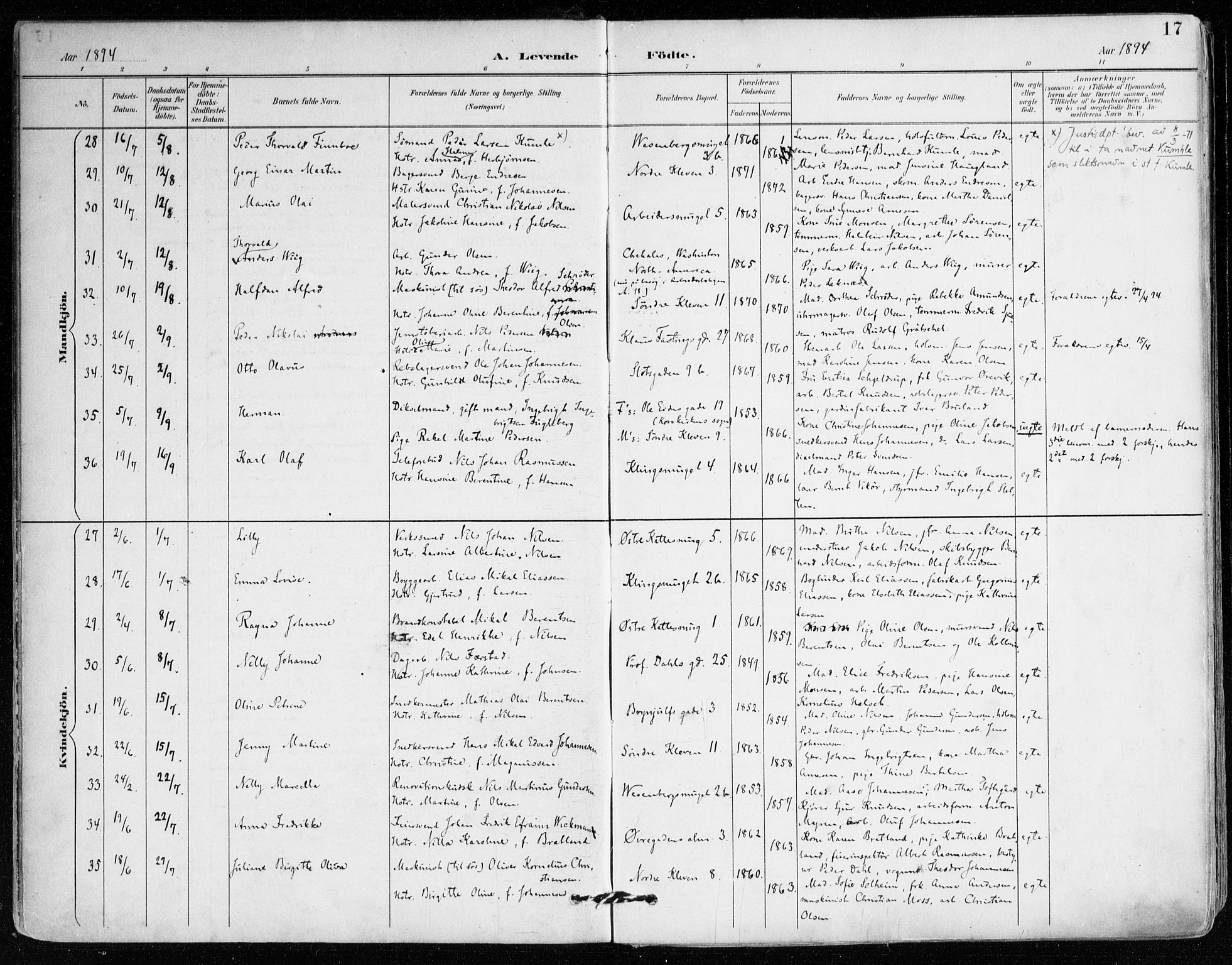 Mariakirken Sokneprestembete, AV/SAB-A-76901/H/Haa/L0008: Parish register (official) no. A 8, 1893-1942, p. 17