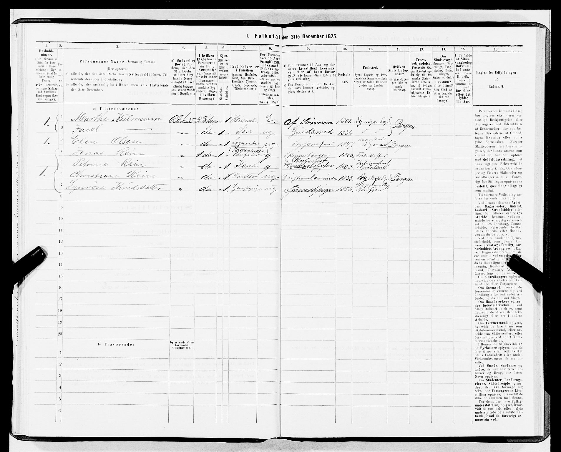 SAB, 1875 census for 1301 Bergen, 1875, p. 1251