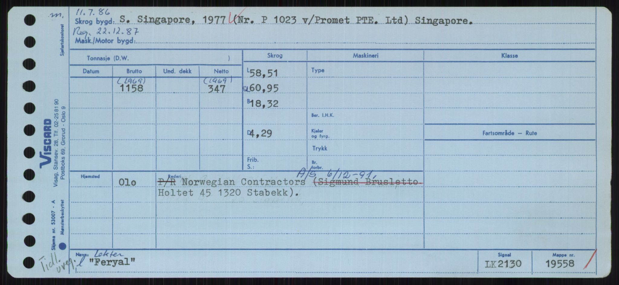 Sjøfartsdirektoratet med forløpere, Skipsmålingen, RA/S-1627/H/Hc/L0001: Lektere, A-Y, p. 185