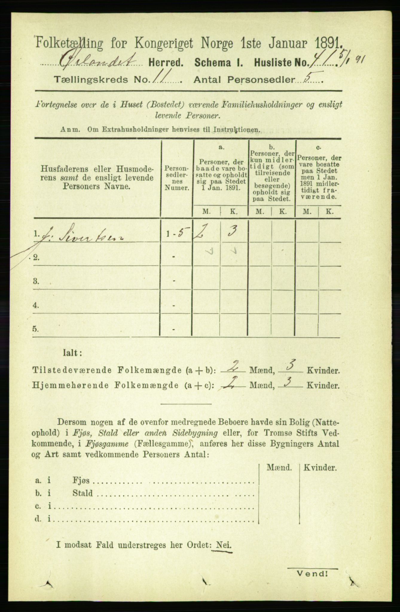 RA, 1891 census for 1621 Ørland, 1891, p. 4894