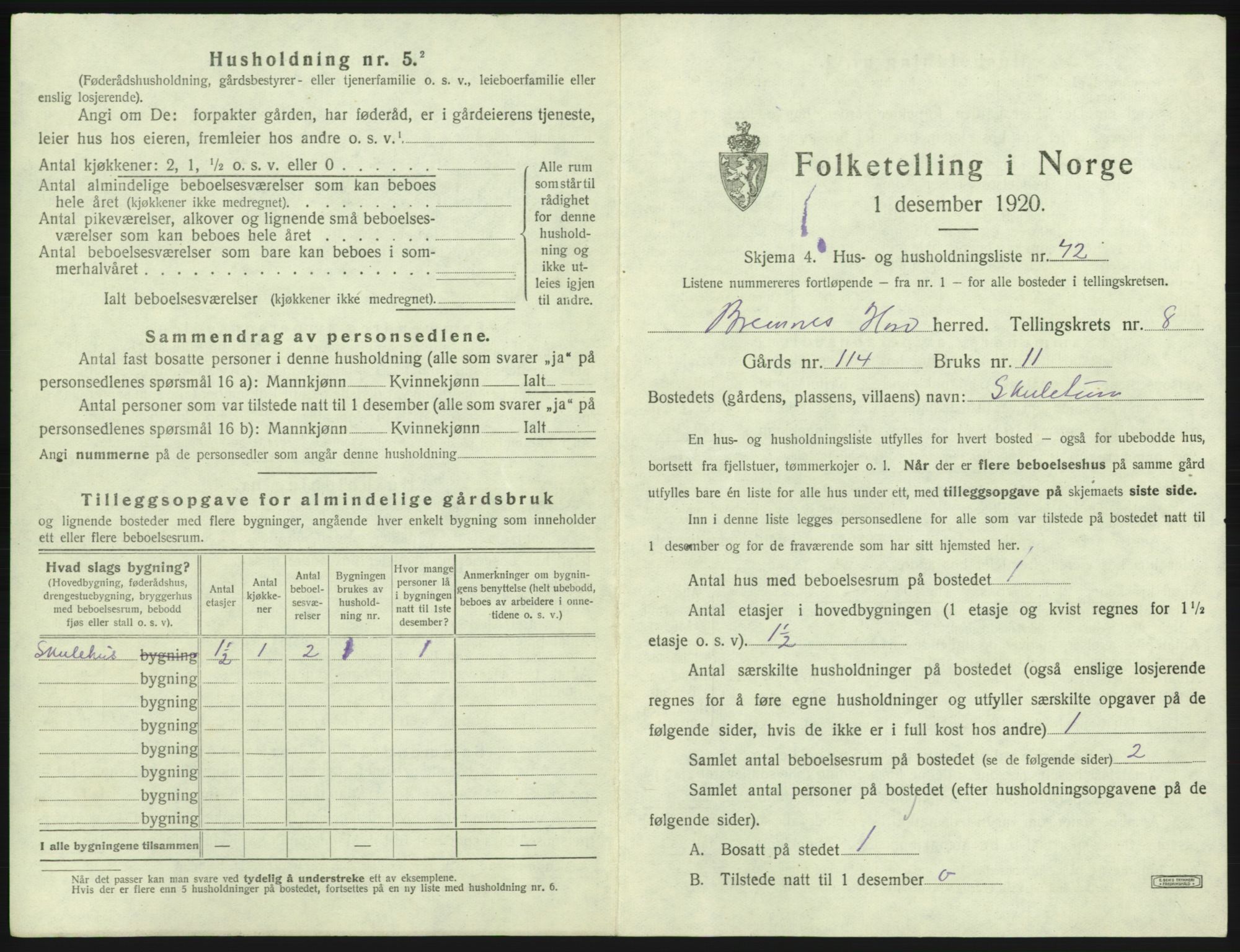 SAB, 1920 census for Bremnes, 1920, p. 776