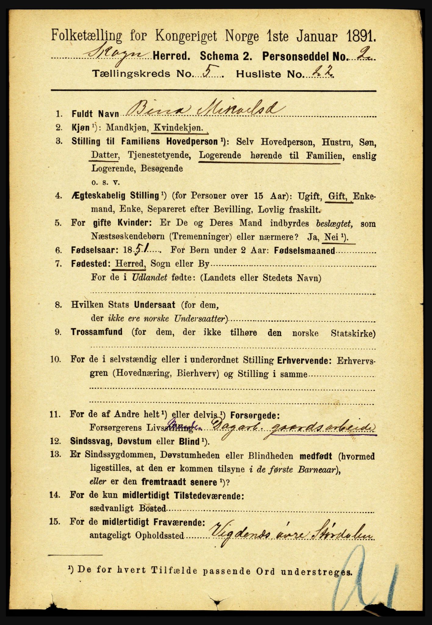RA, 1891 census for 1719 Skogn, 1891, p. 3034
