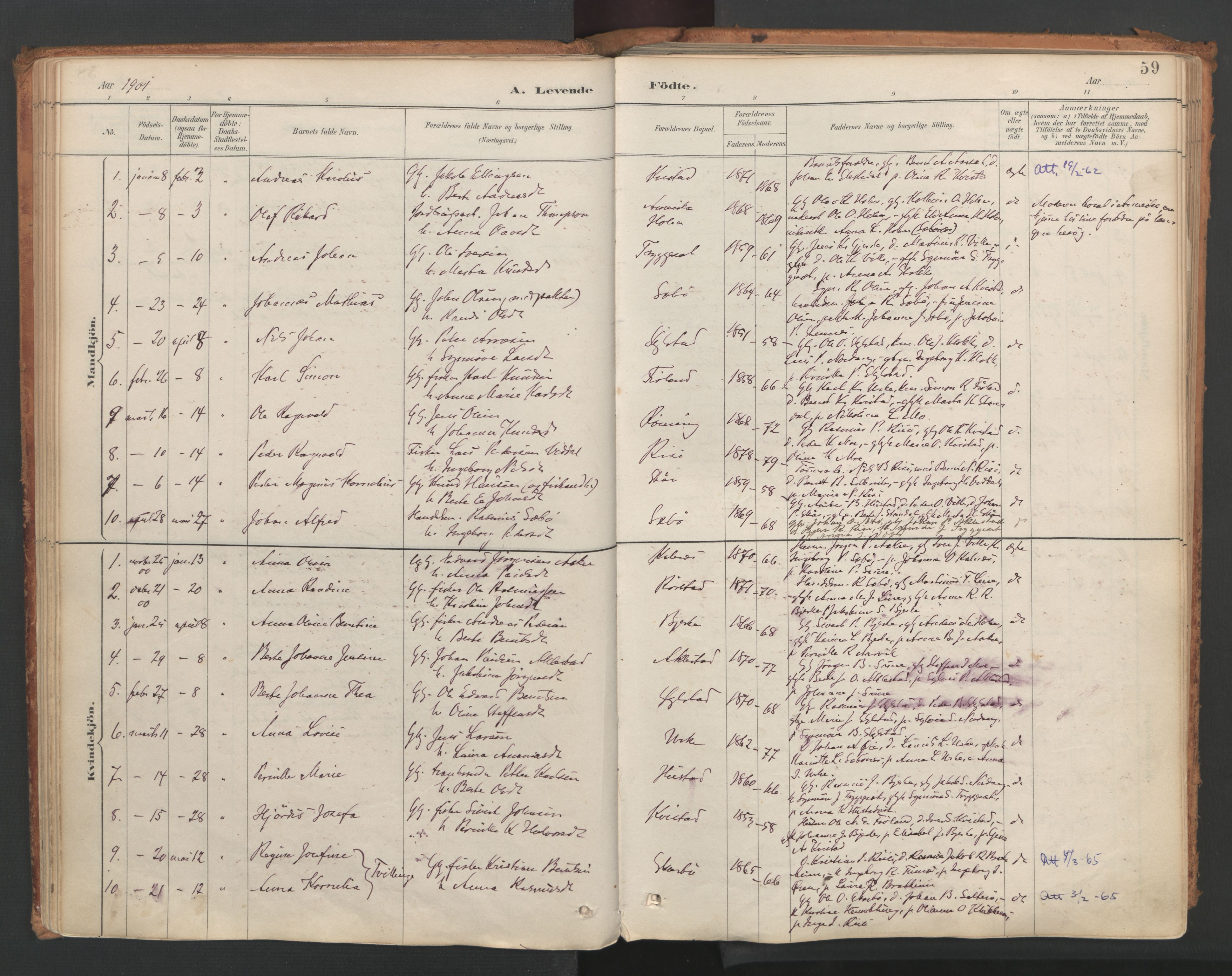 Ministerialprotokoller, klokkerbøker og fødselsregistre - Møre og Romsdal, SAT/A-1454/515/L0211: Parish register (official) no. 515A07, 1886-1910, p. 59