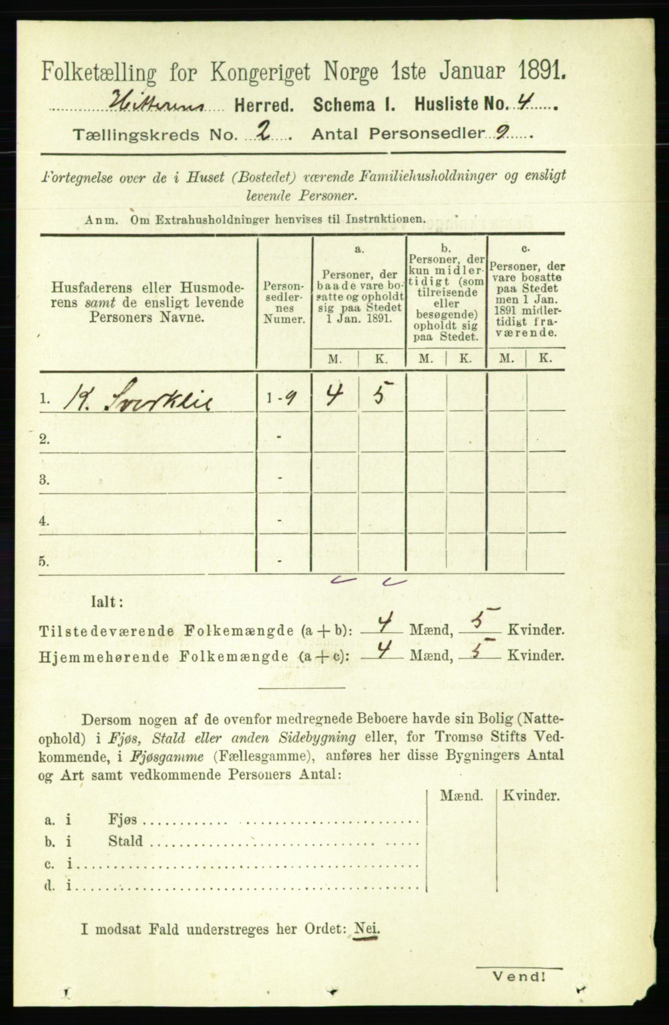 RA, 1891 census for 1617 Hitra, 1891, p. 188