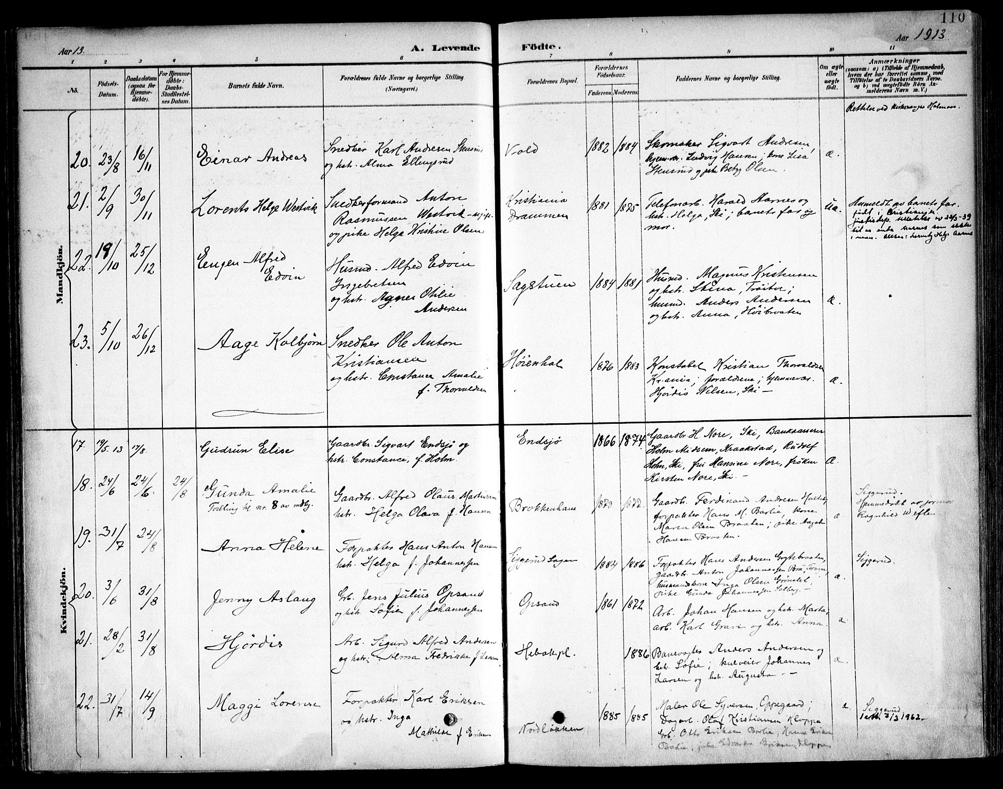 Kråkstad prestekontor Kirkebøker, SAO/A-10125a/F/Fb/L0002: Parish register (official) no. II 2, 1893-1917, p. 110