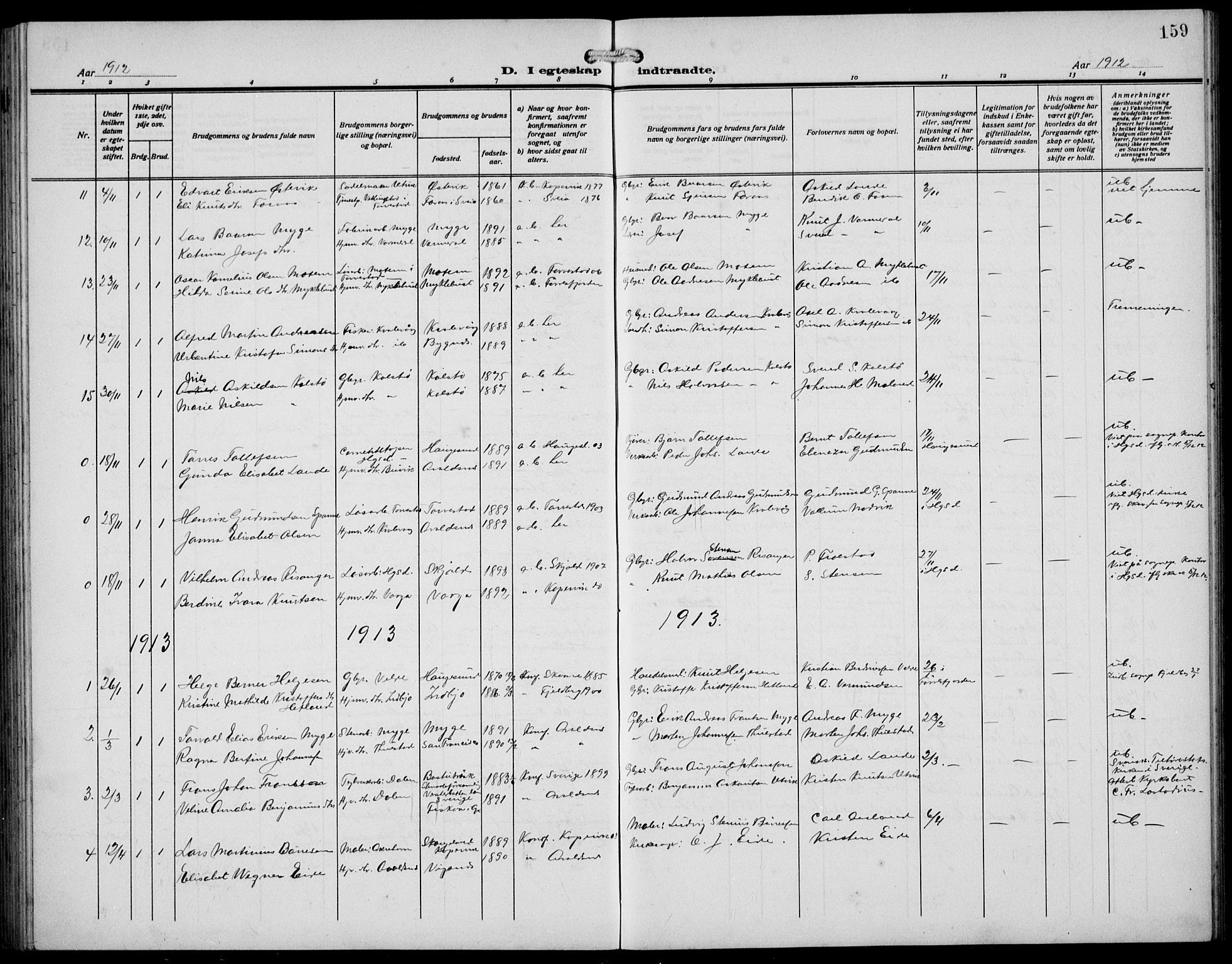 Avaldsnes sokneprestkontor, AV/SAST-A -101851/H/Ha/Hab/L0008: Parish register (copy) no. B 8, 1910-1939, p. 159