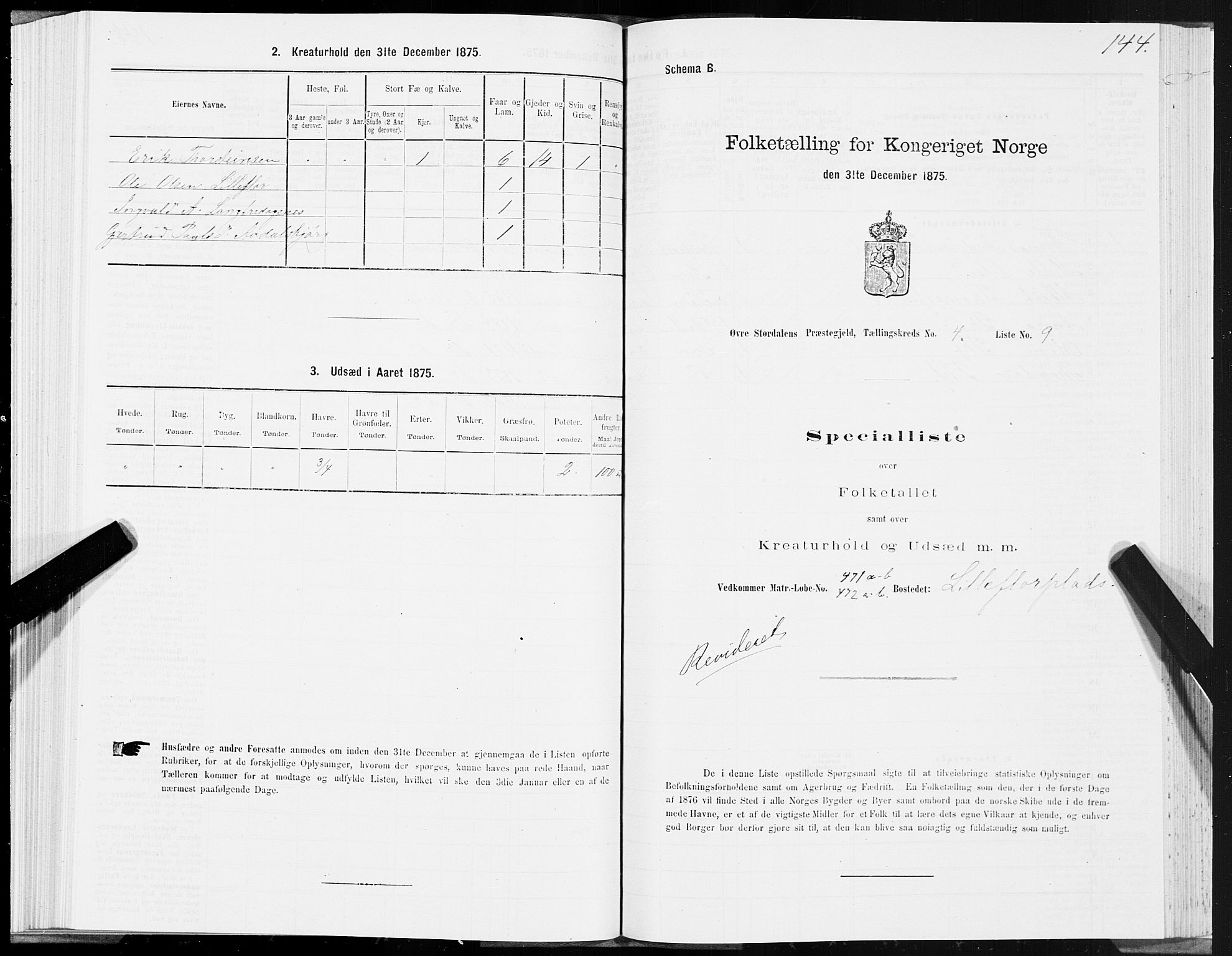 SAT, 1875 census for 1711P Øvre Stjørdal, 1875, p. 2144