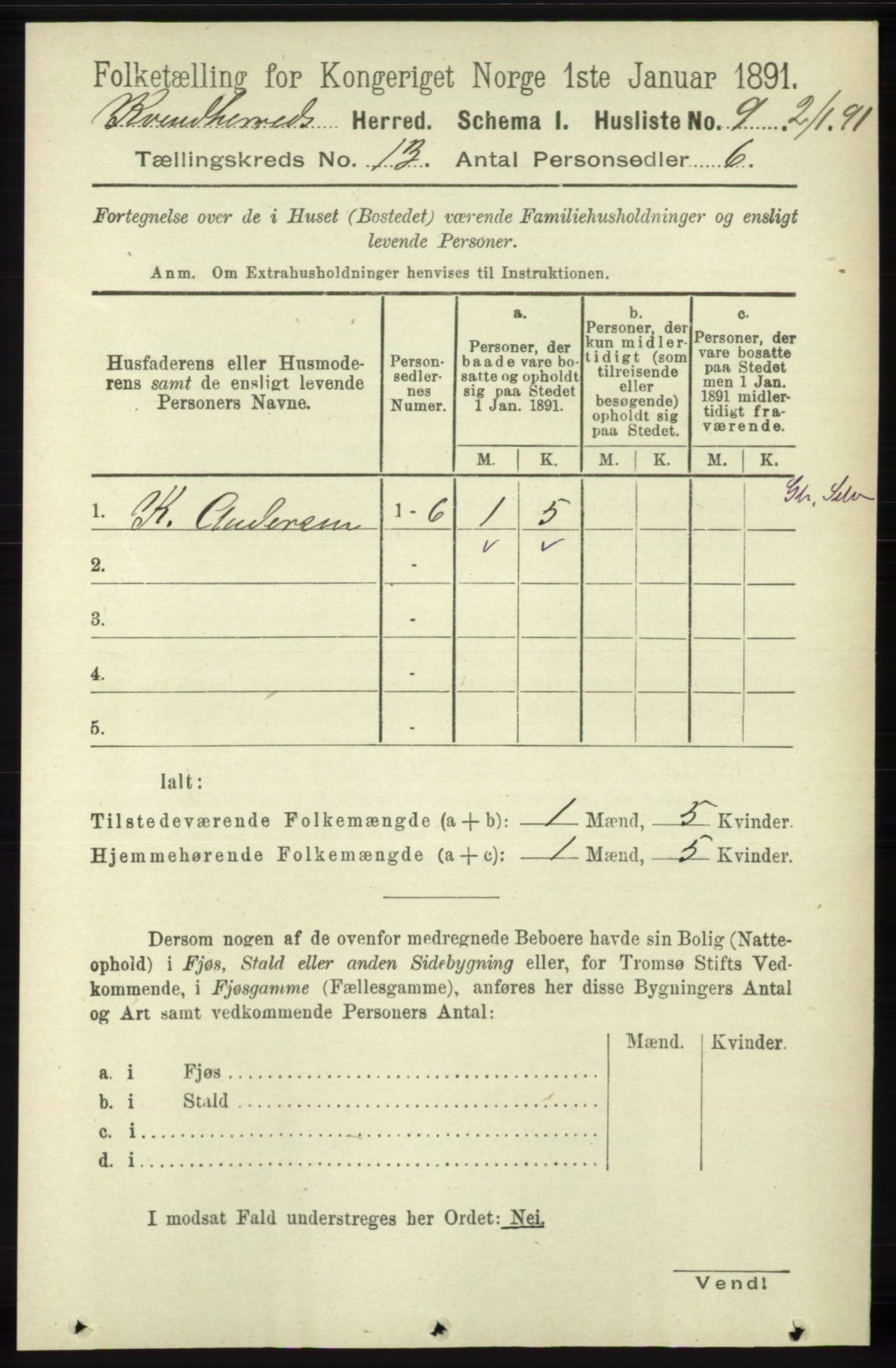 RA, 1891 census for 1224 Kvinnherad, 1891, p. 4214