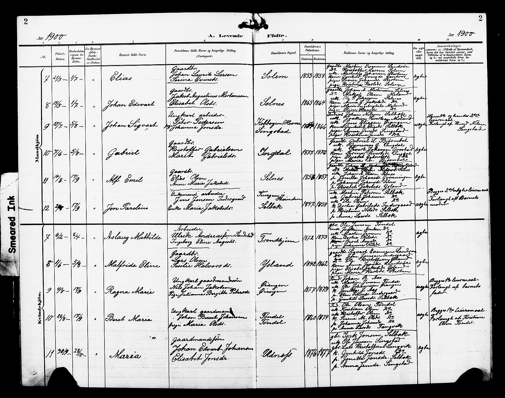 Ministerialprotokoller, klokkerbøker og fødselsregistre - Sør-Trøndelag, SAT/A-1456/663/L0763: Parish register (copy) no. 663C03, 1899-1908, p. 2