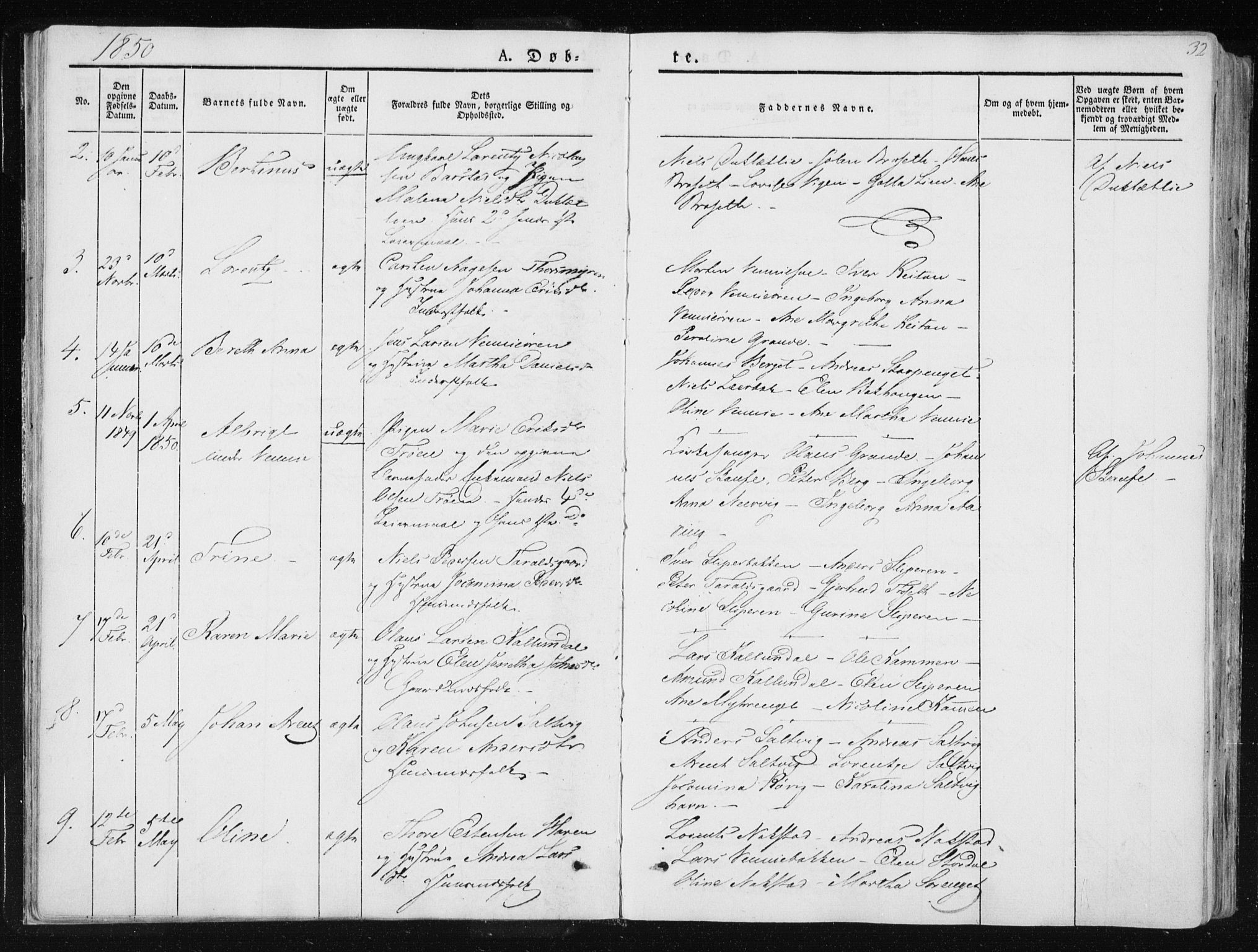 Ministerialprotokoller, klokkerbøker og fødselsregistre - Nord-Trøndelag, AV/SAT-A-1458/733/L0323: Parish register (official) no. 733A02, 1843-1870, p. 32