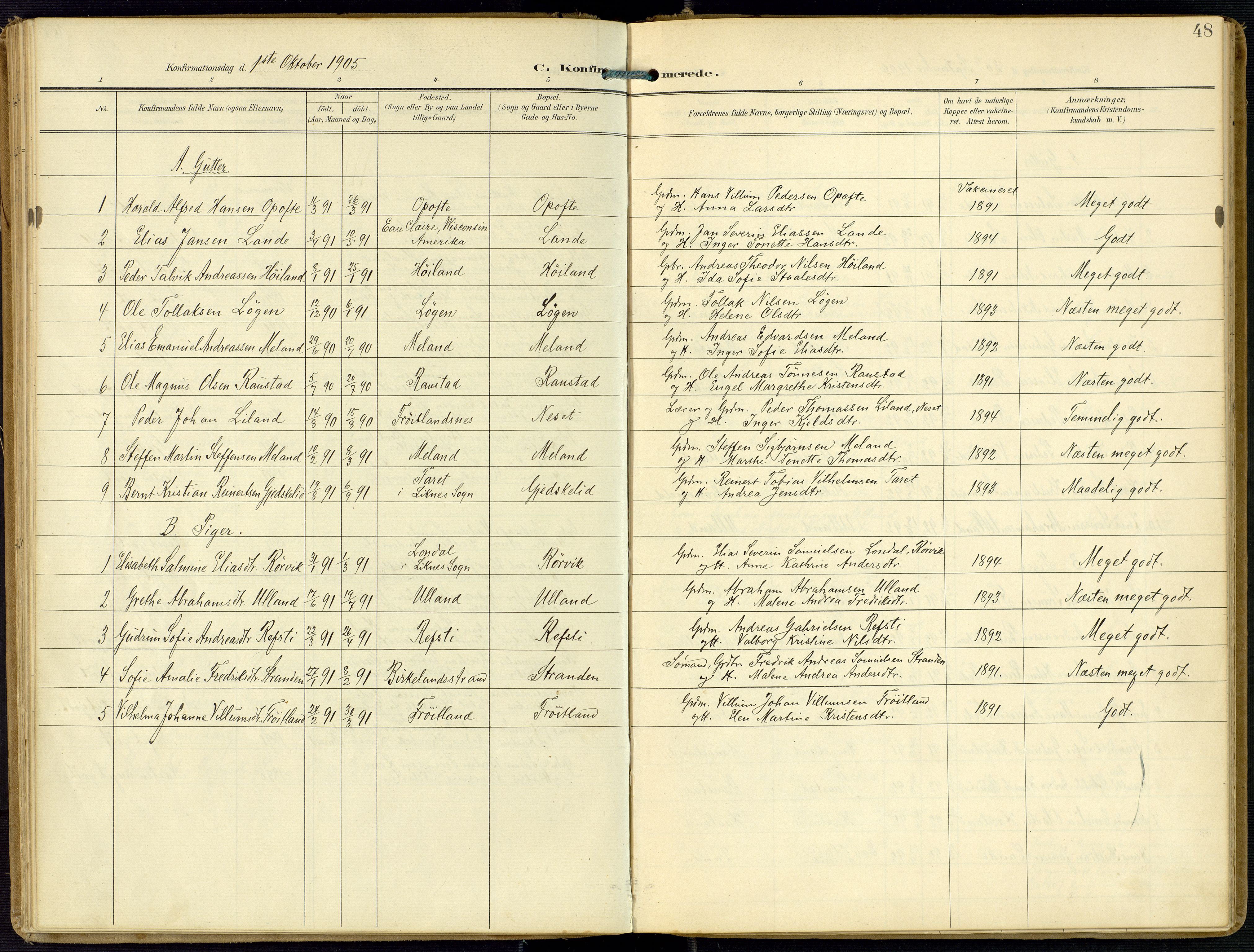 Kvinesdal sokneprestkontor, SAK/1111-0026/F/Fa/Faa/L0005: Parish register (official) no. A 5, 1898-1915, p. 48