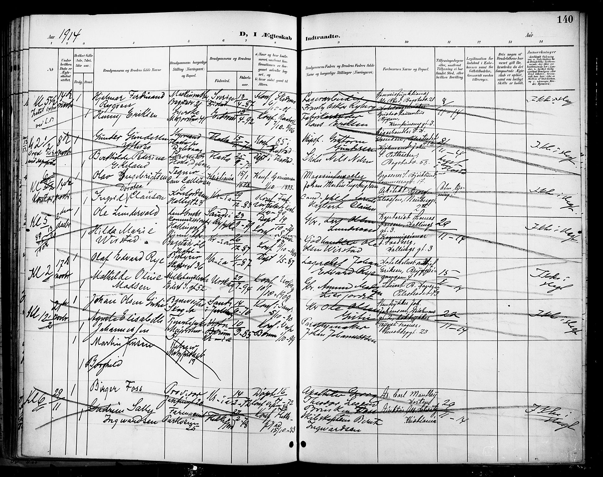 Uranienborg prestekontor Kirkebøker, SAO/A-10877/H/Ha/L0004: Banns register no. I 4, 1901-1915, p. 140