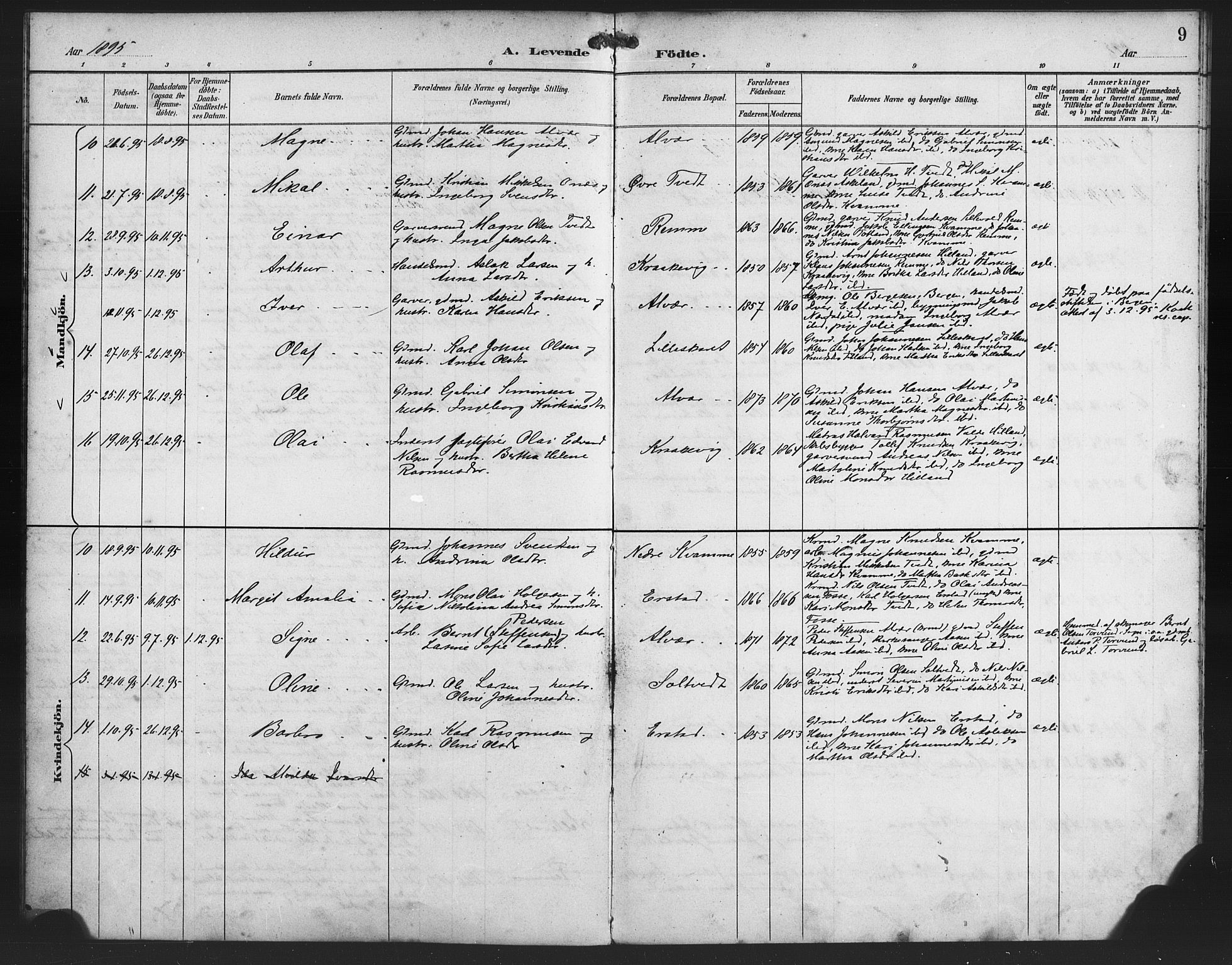 Alversund Sokneprestembete, SAB/A-73901/H/Ha/Haa/Haaa/L0002: Parish register (official) no. A 2, 1893-1896, p. 9