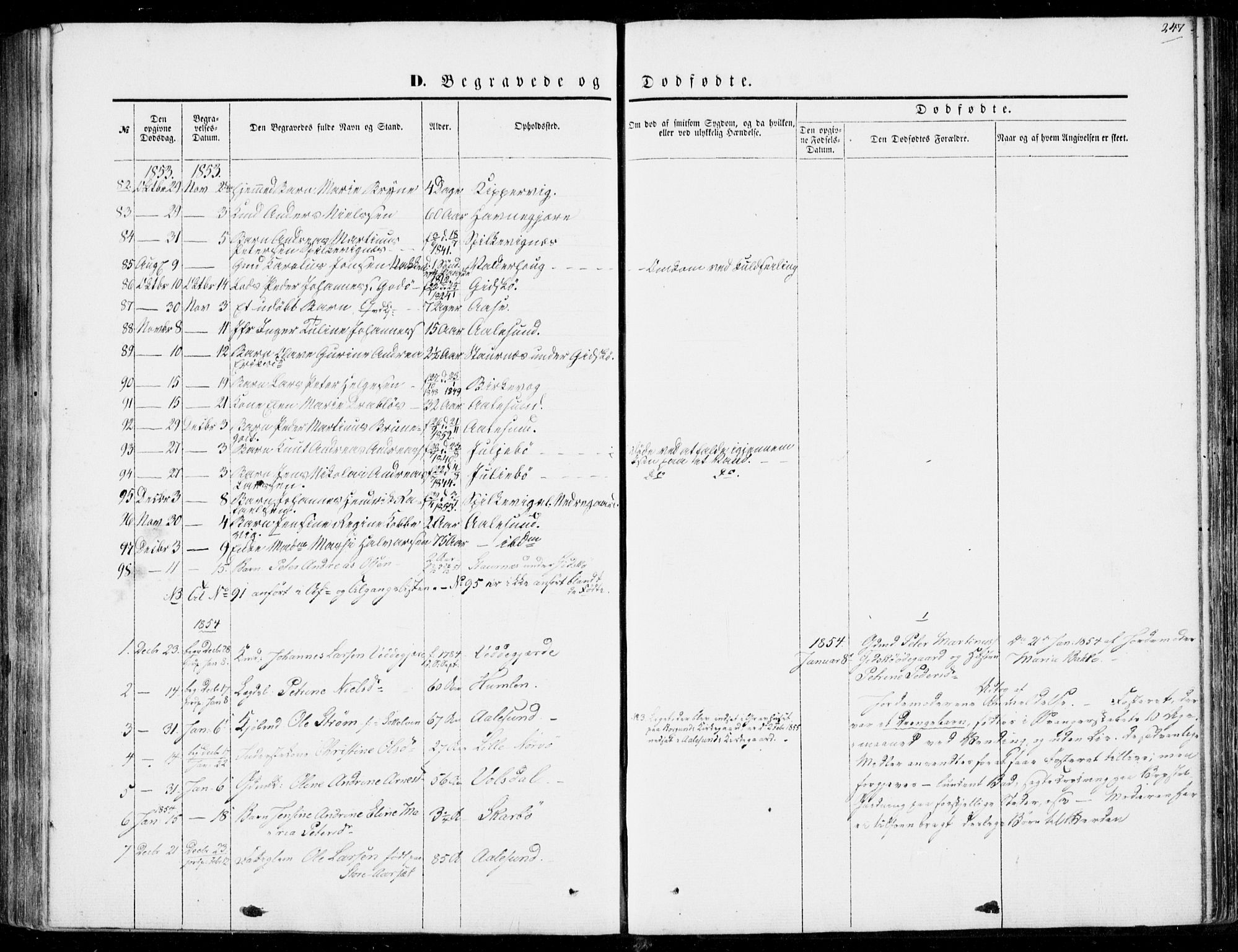 Ministerialprotokoller, klokkerbøker og fødselsregistre - Møre og Romsdal, AV/SAT-A-1454/528/L0397: Parish register (official) no. 528A08, 1848-1858, p. 247