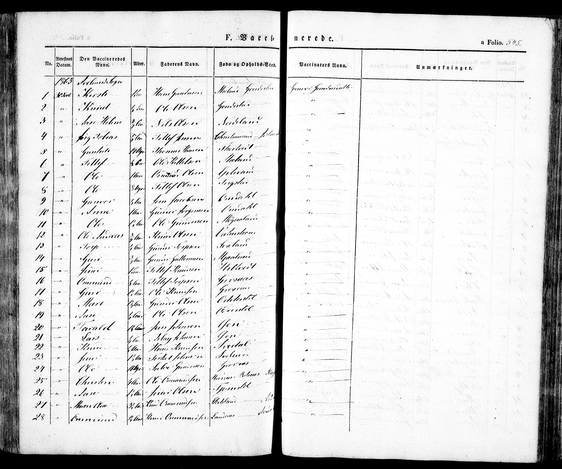 Evje sokneprestkontor, AV/SAK-1111-0008/F/Fa/Faa/L0005: Parish register (official) no. A 5, 1843-1865, p. 545