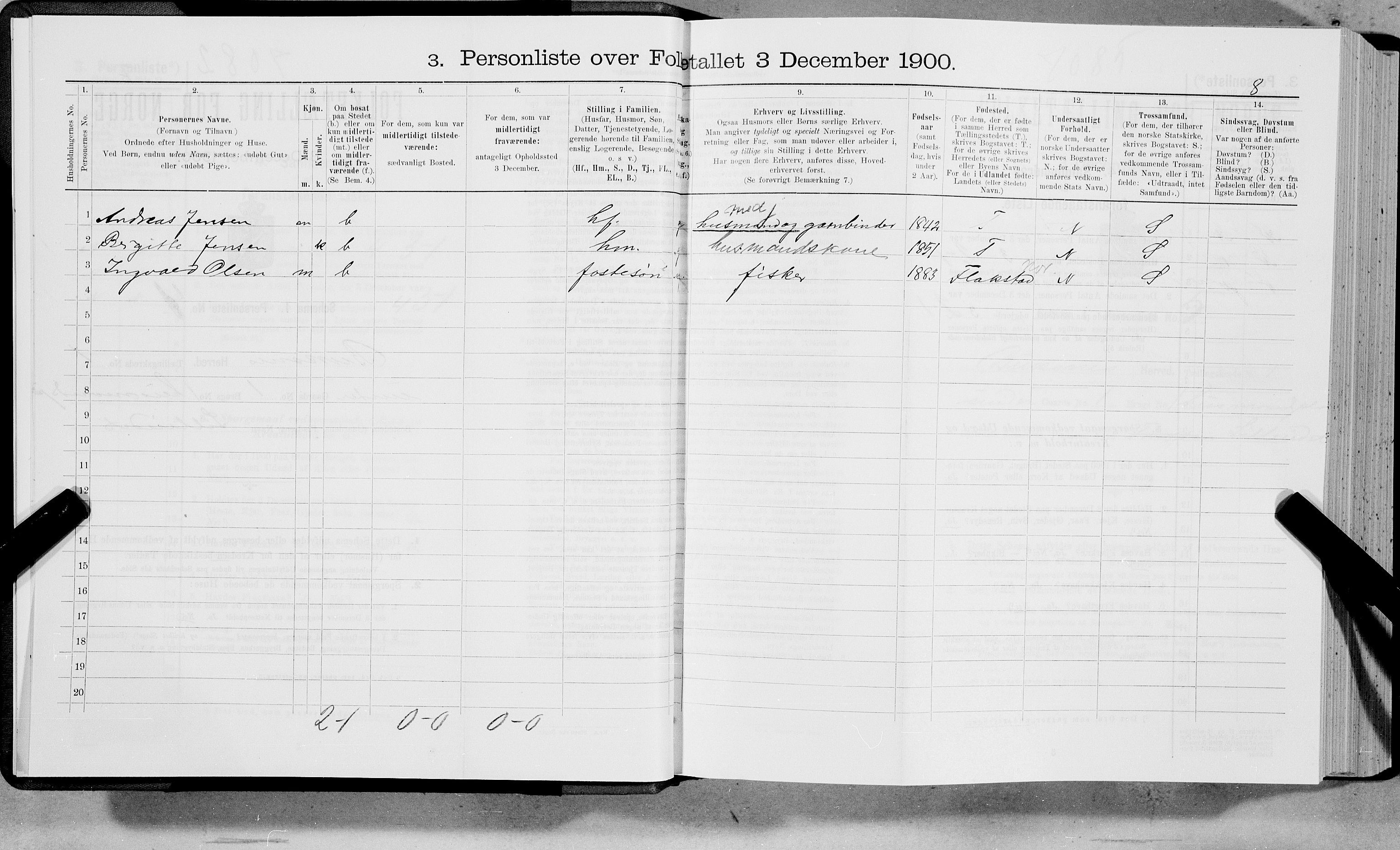 SAT, 1900 census for Buksnes, 1900, p. 8