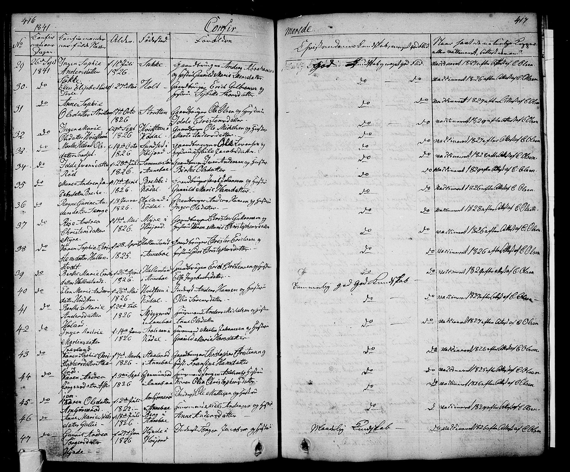 Andebu kirkebøker, AV/SAKO-A-336/G/Ga/L0003: Parish register (copy) no. I 3, 1832-1867, p. 416-417